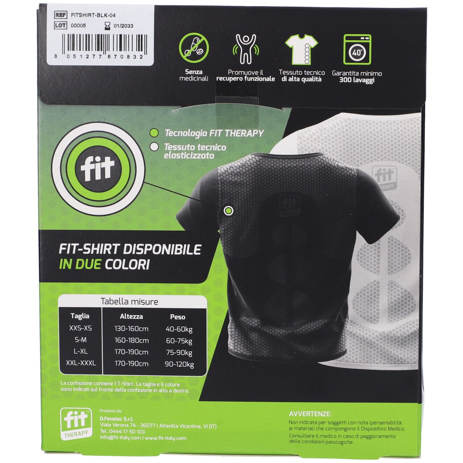 Fit Therapy T-shirt Nera Taglia XXL-XXXL
