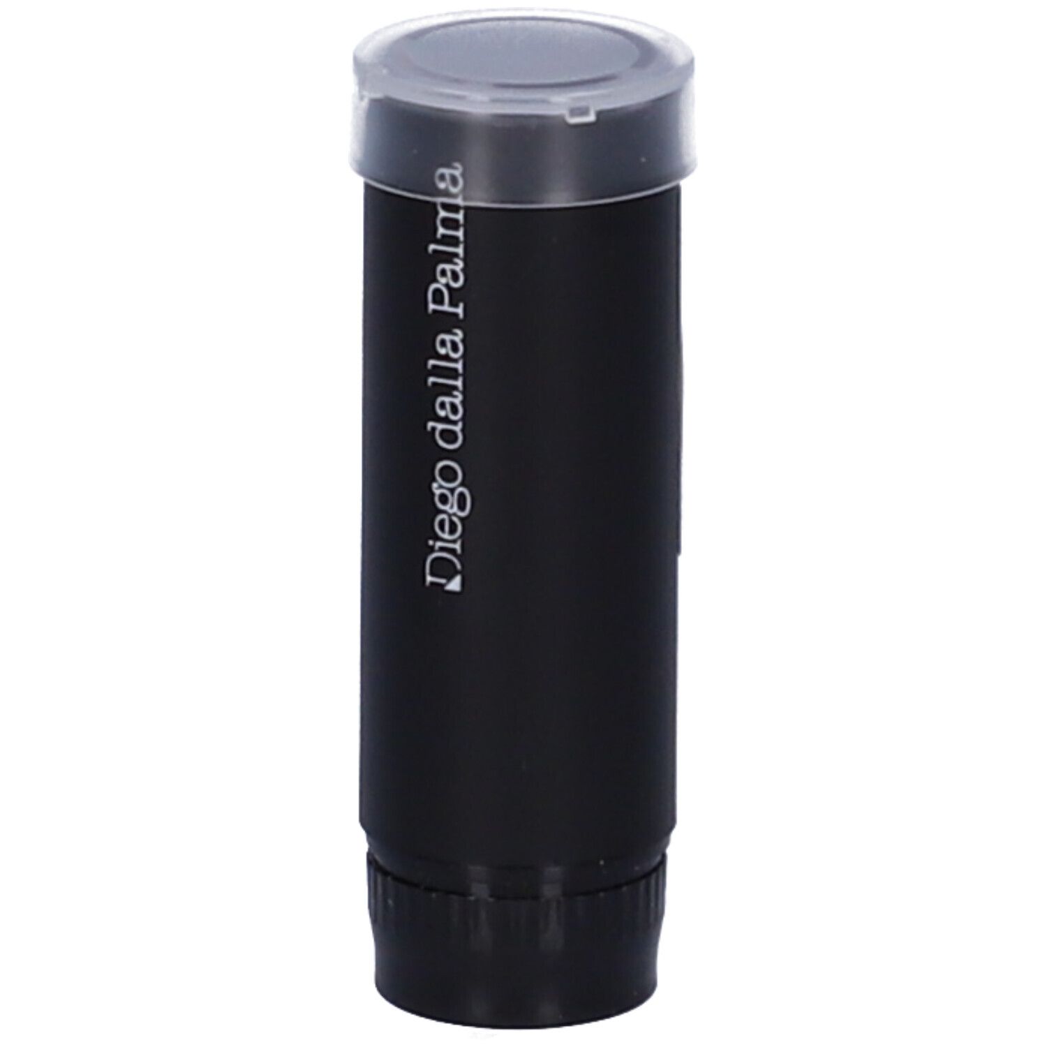 Ricarica rossetto nera con coperchio trasparente. Scritta: Diego dalla Palma.