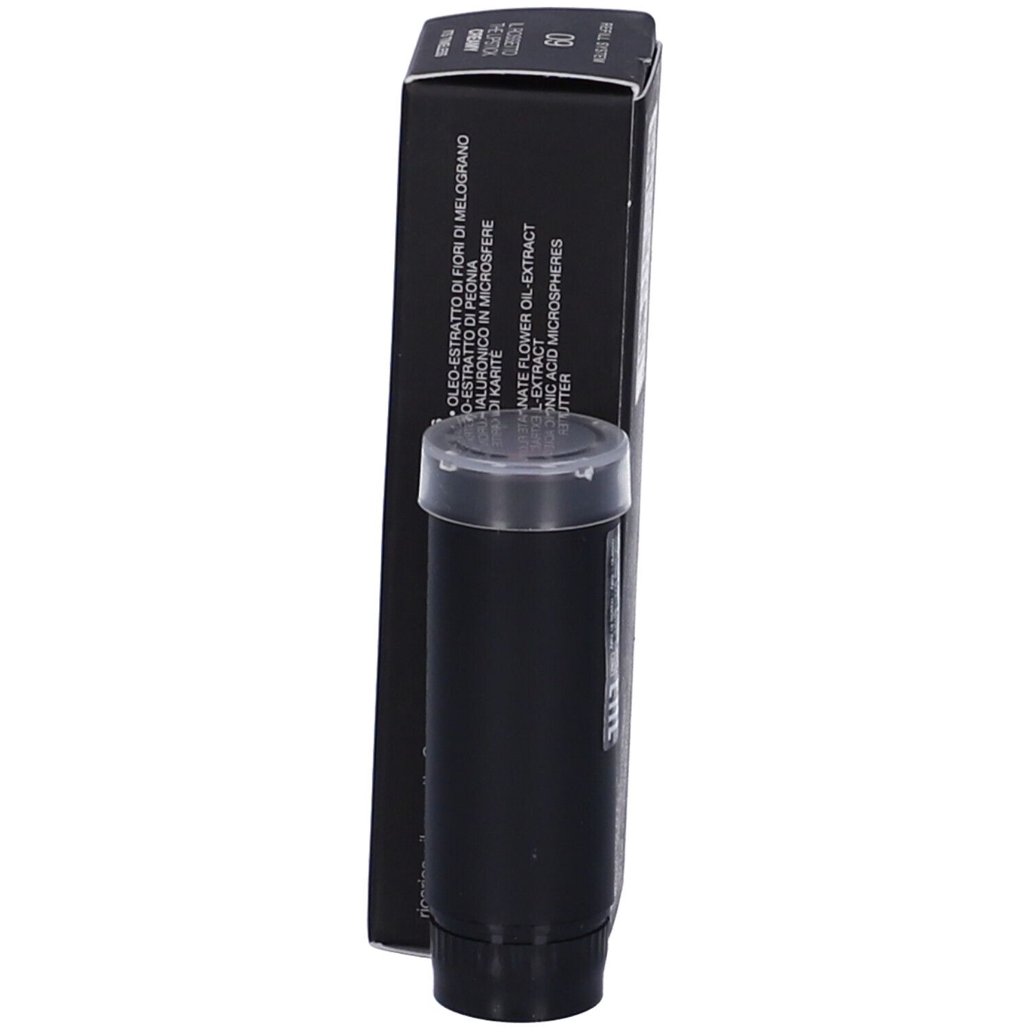 Ricarica rossetto e confezione. Testo: Ingredienti. Marchio: Diego dalla Palma.