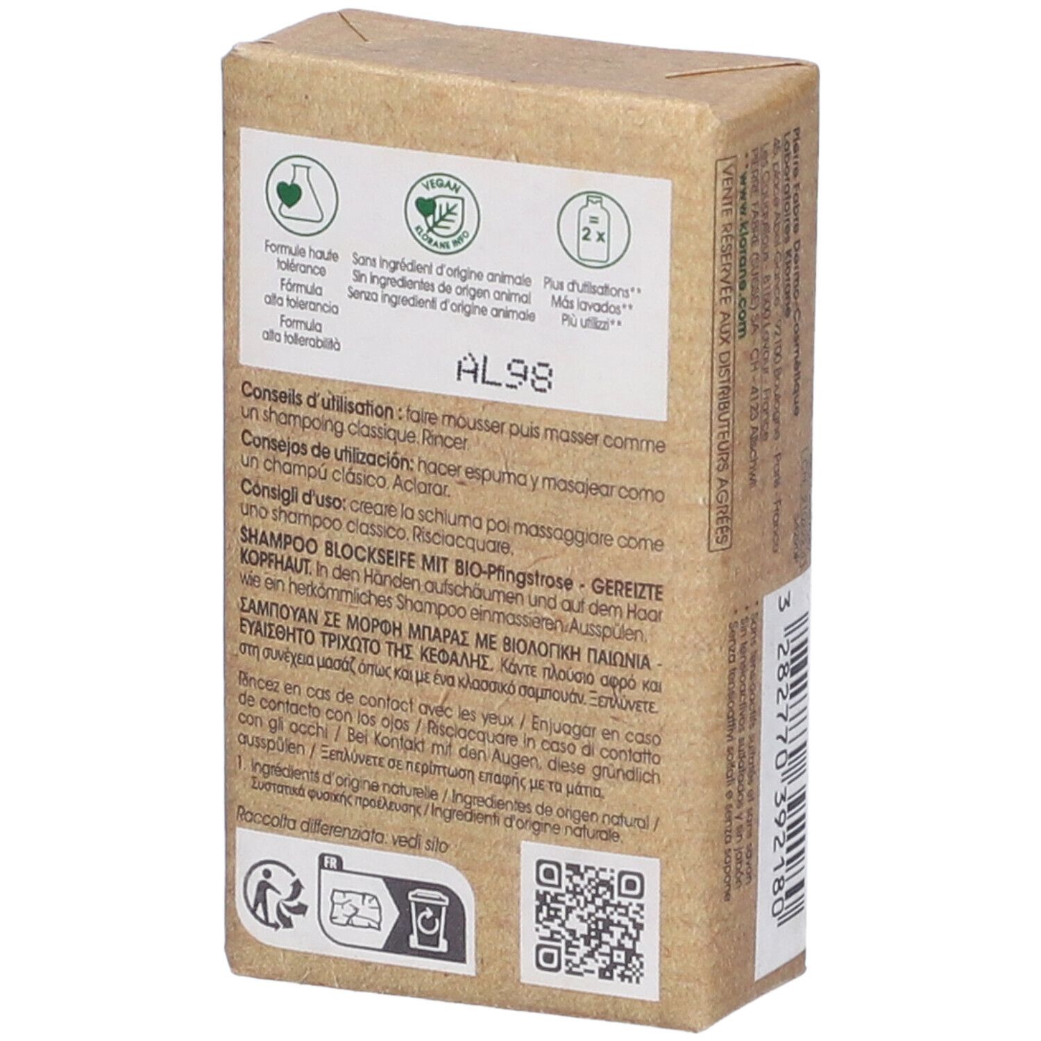 Klorane Shampoo solido lenitivo alla Peonia BIO 80g - Capelli e cuoio capelluto sensibili