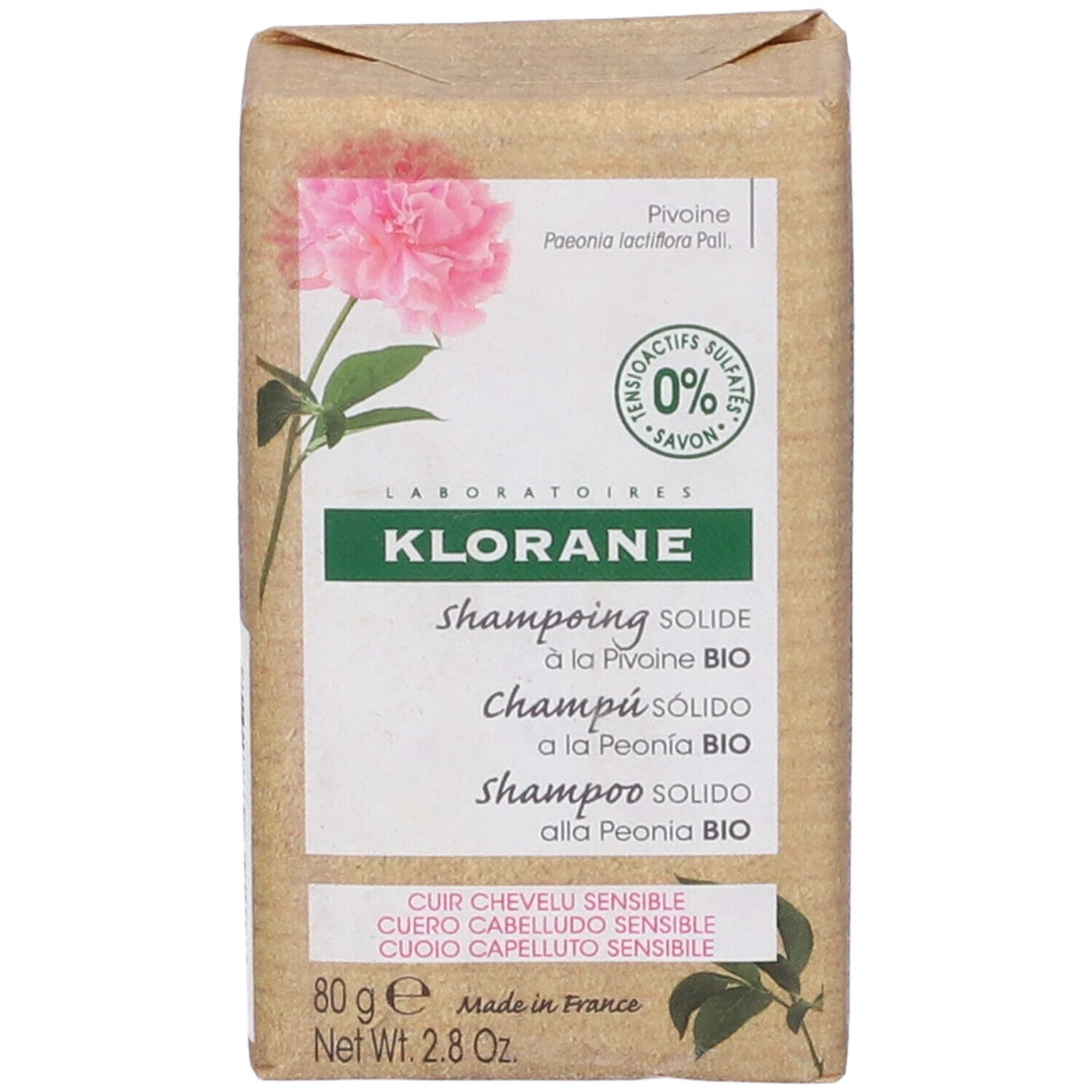 Klorane Shampoo solido lenitivo alla Peonia BIO 80g - Capelli e cuoio capelluto sensibili