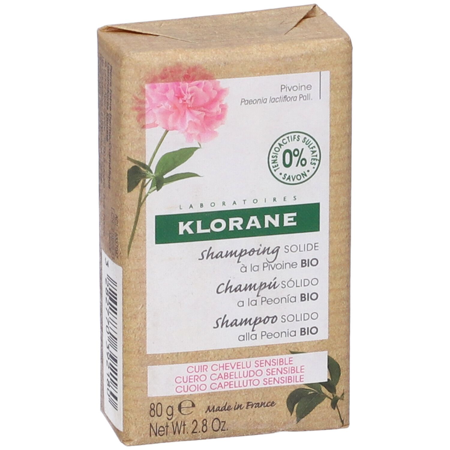 Klorane Shampoo solido lenitivo alla Peonia BIO 80g - Capelli e cuoio capelluto sensibili