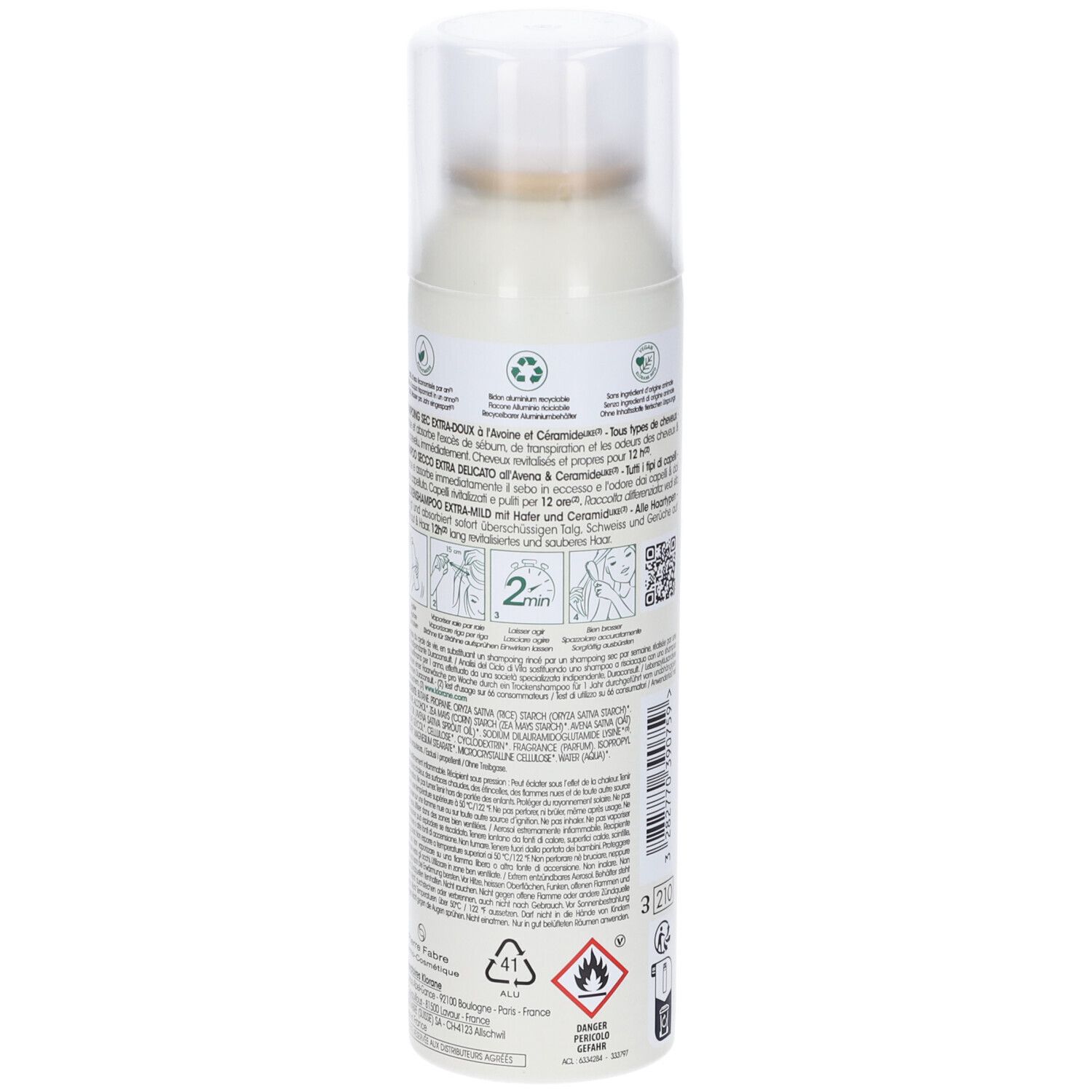 Klorane Shampoo Secco Extra-Delicato all'Avena & Ceramideᴸᴵᴷᴱ 150ml- Tutti i tipi di capelli