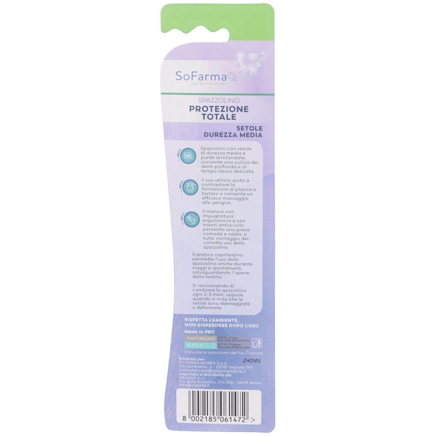 Sofarmapiu' Spazzolino Total Protection Setole Medie