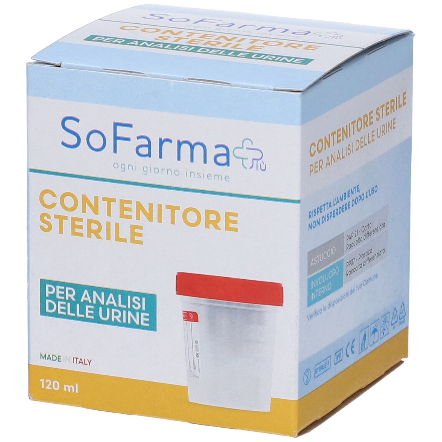 Sofarmapiu' Contenitore Urina In Polipropilene da 120ml