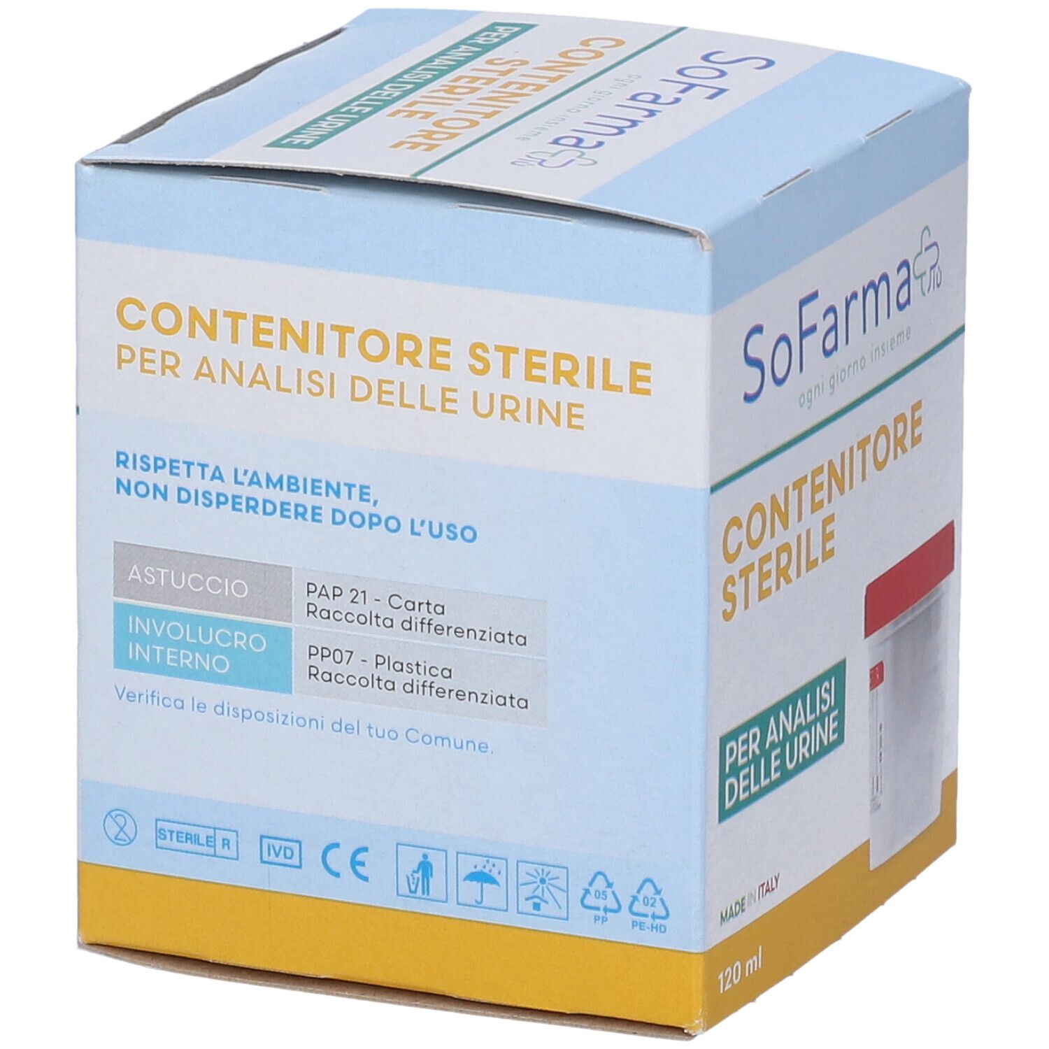 Sofarmapiu' Contenitore Urina In Polipropilene da 120ml