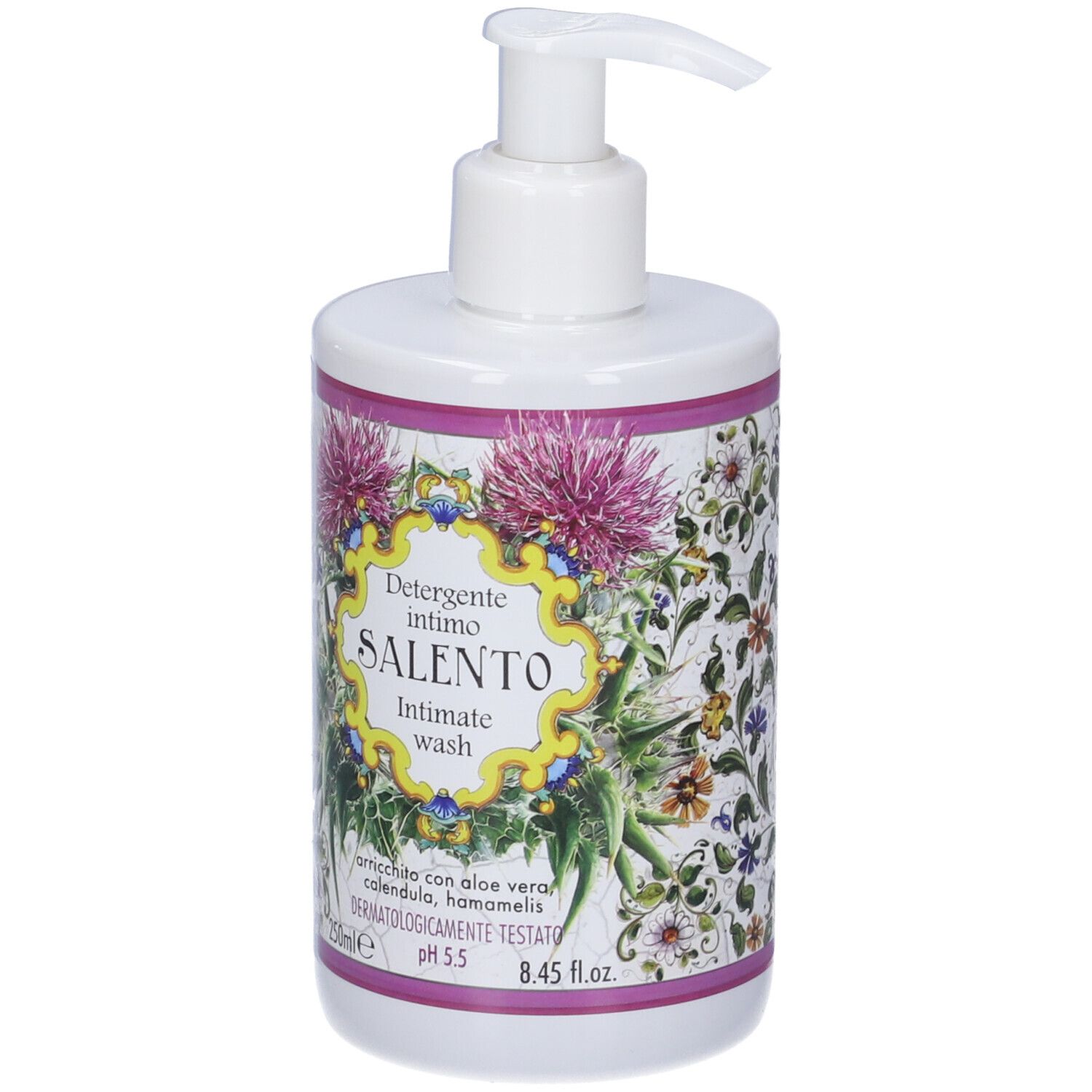 Flacone con erogatore, detergente intimo Rudy Profumi Salento, 250ml.