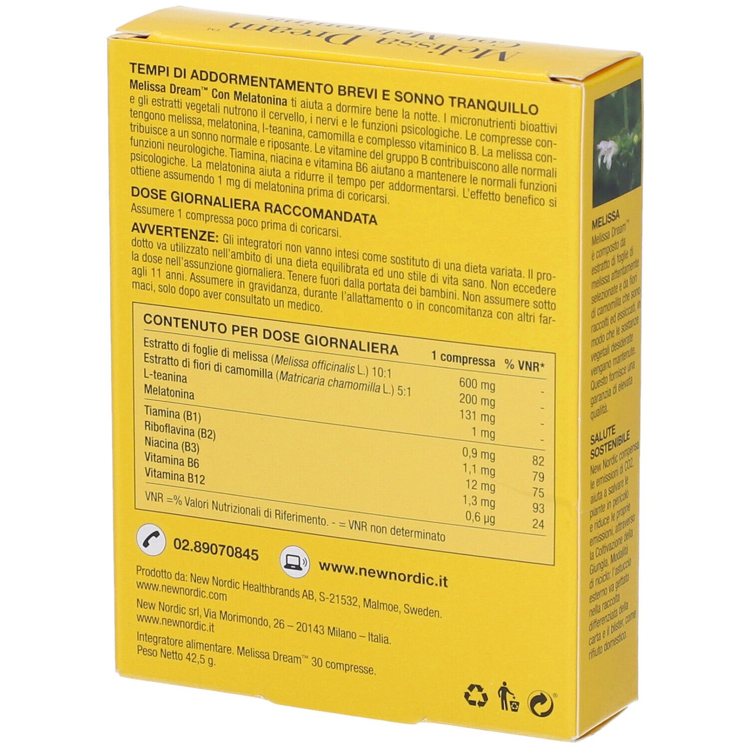 Melissa Dream Con Melatonina 30 Compresse