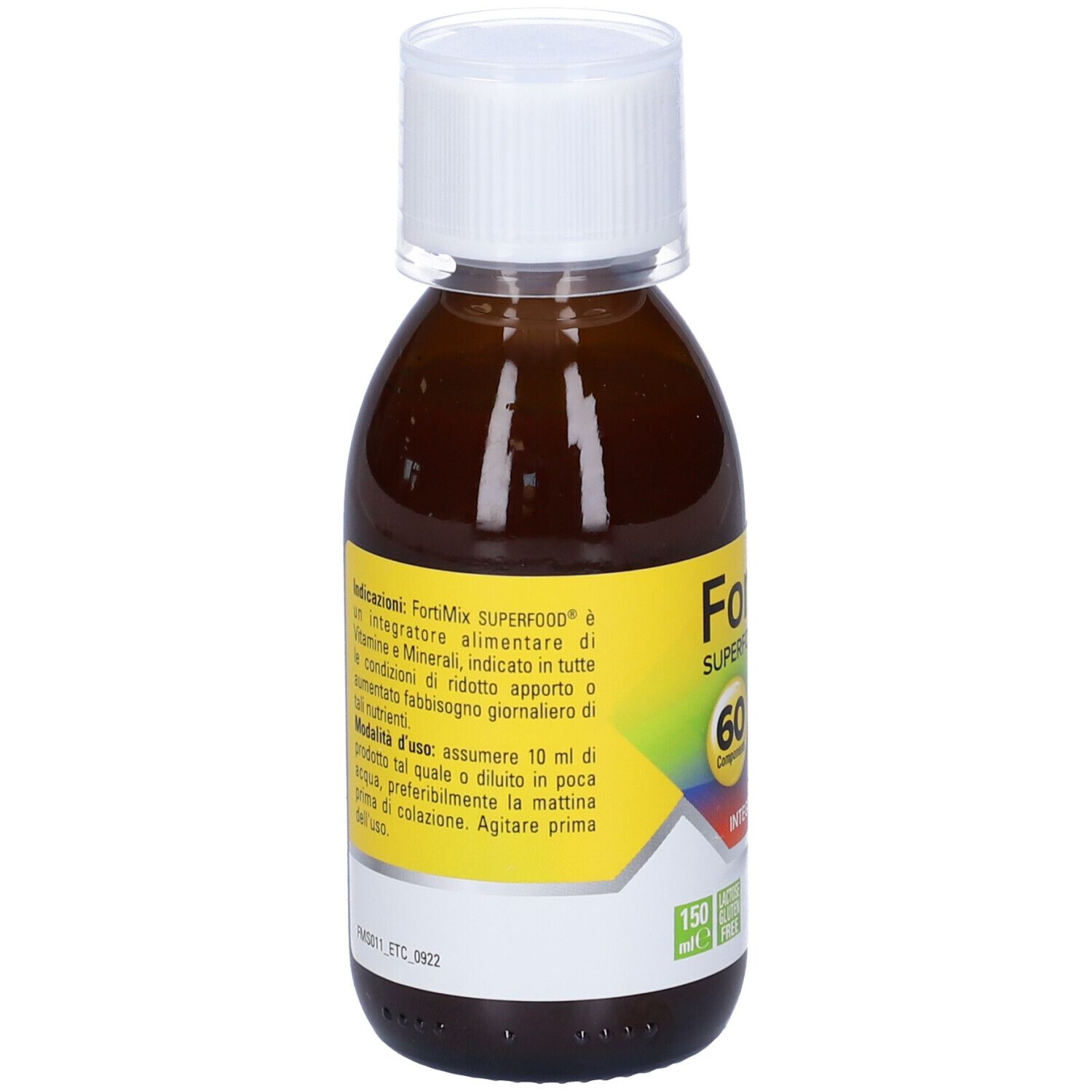 Flacone marrone con tappo bianco. Etichetta con nome prodotto FortiMix, 60 componenti e logo NAMED.