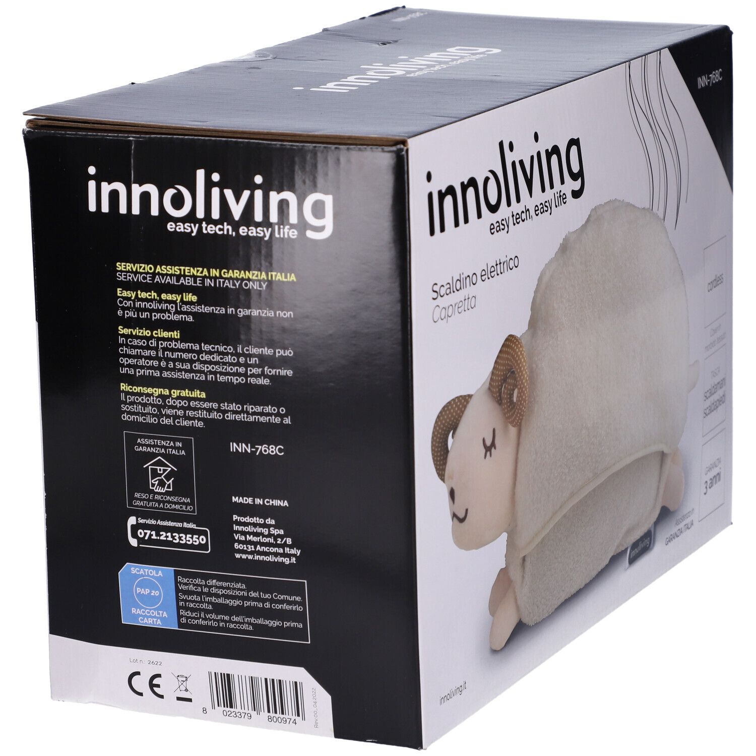 Scaldamani elettrico Innoliving a forma di capretta, senza fili, con rivestimento morbido.