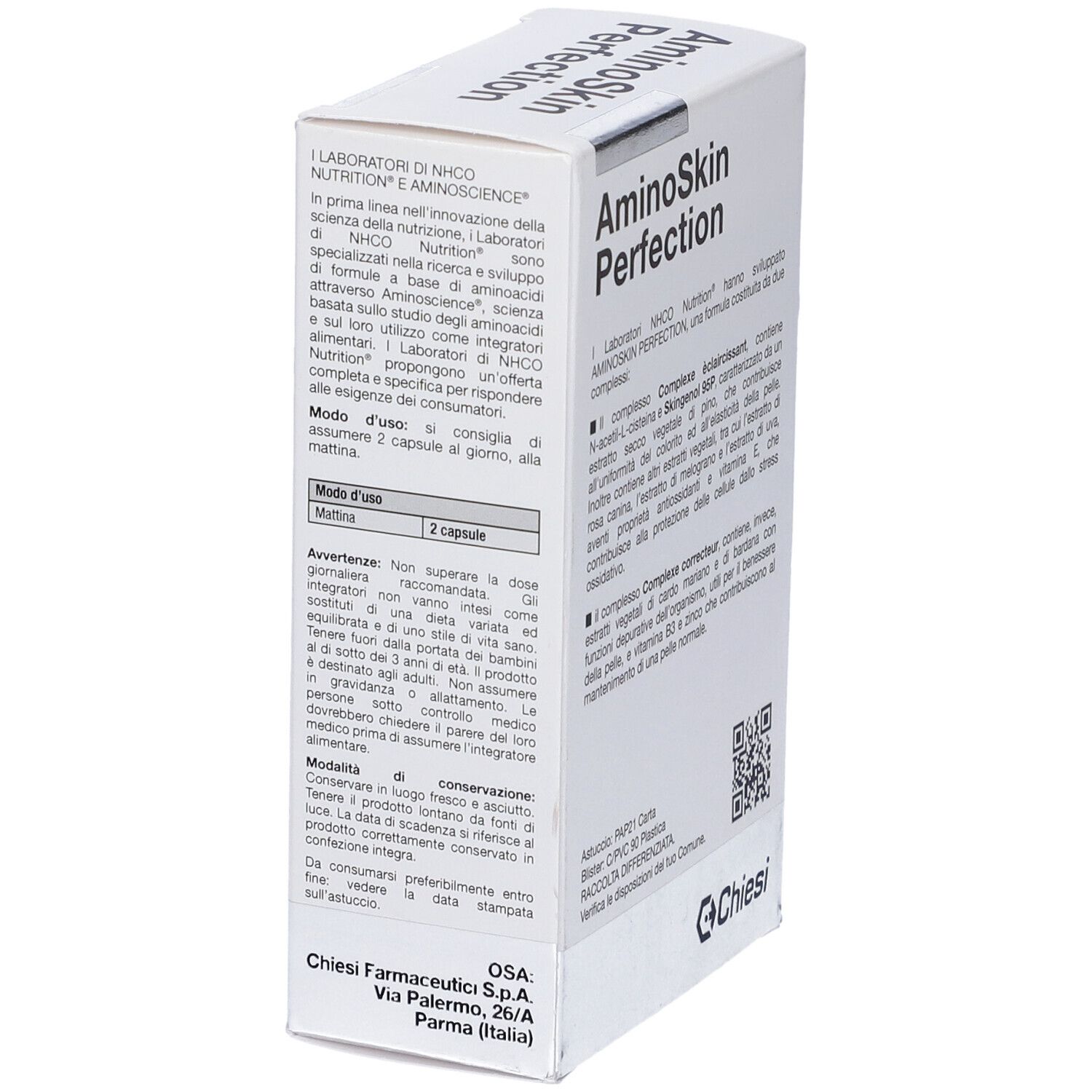Scatola 'AminoSkin Perfection'. Testo italiano. Istruzioni per l'uso.
