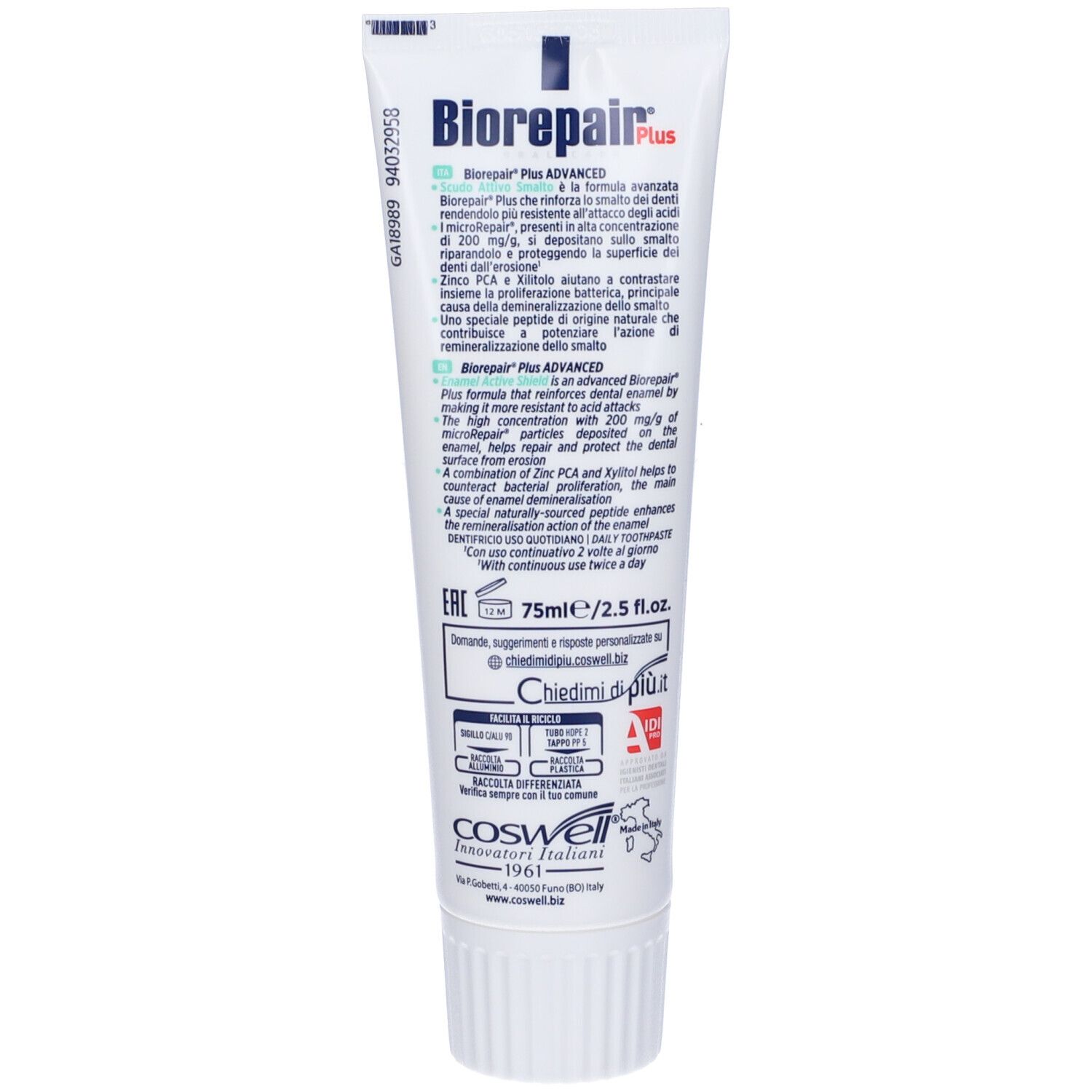 Biorepair Plus Advanced Scudo Attivo Smalto 75 Ml