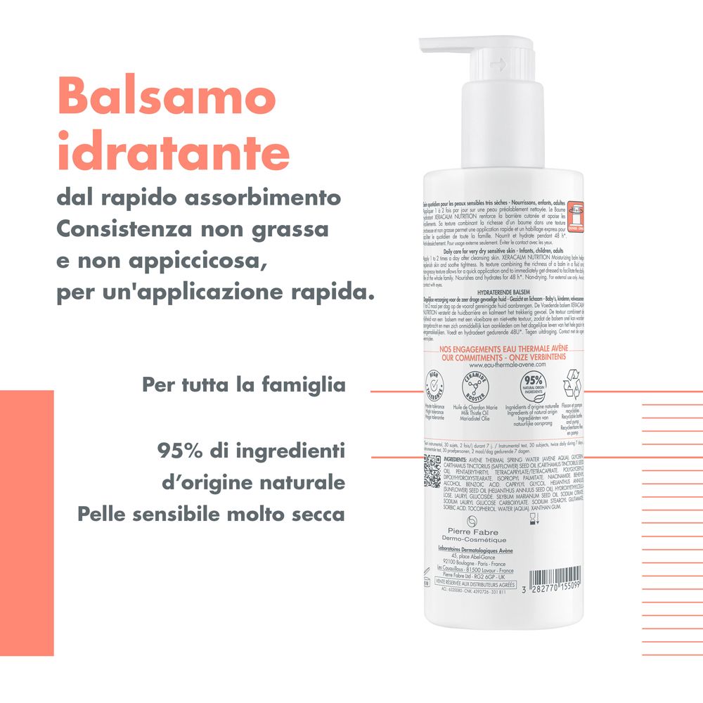Avène Xeracalm Nutrition Balsamo: 95% ingredienti naturali, per pelle molto secca.
