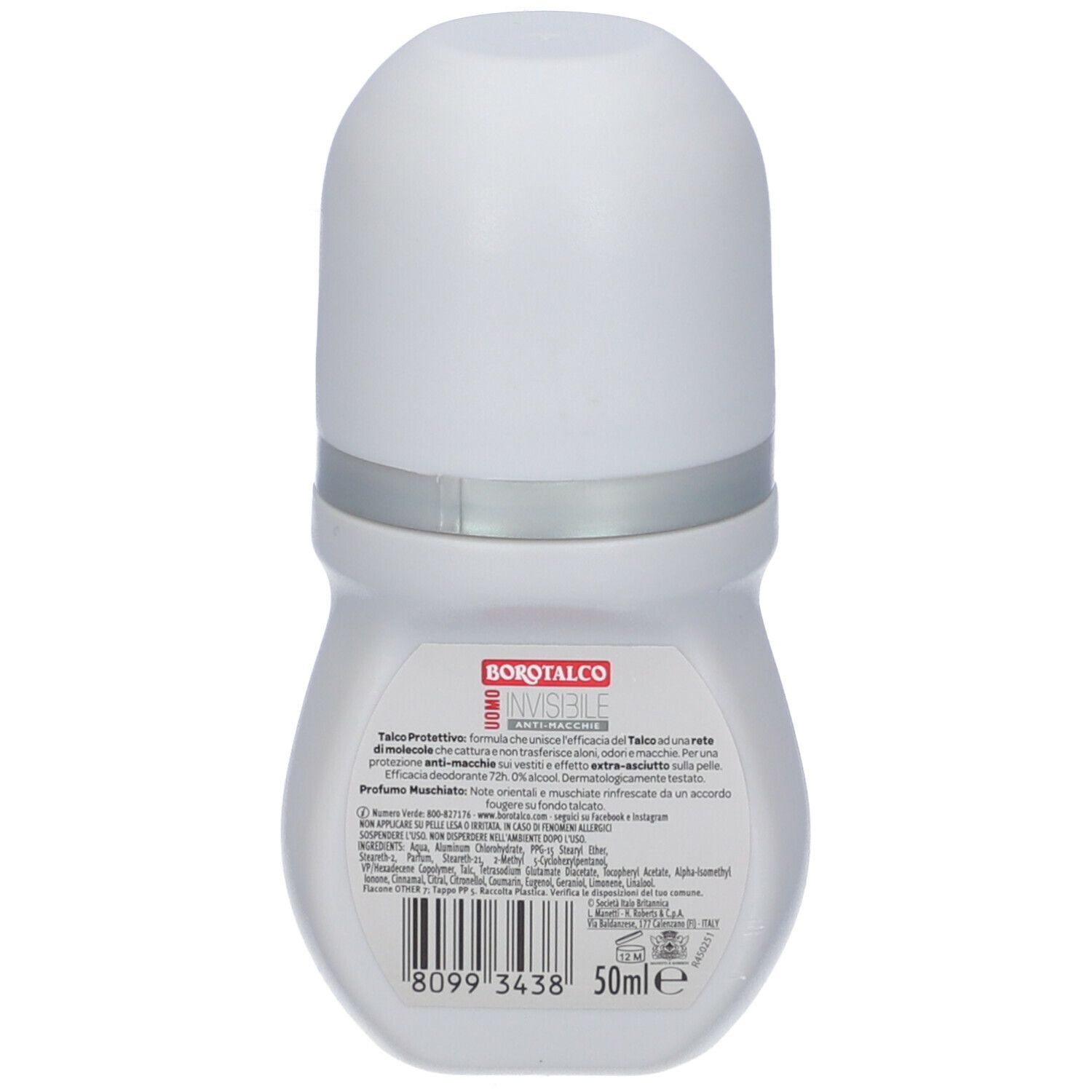 Borotalco Uomo Invisibile Anti-Macchie Profumo Muschiato Roll On