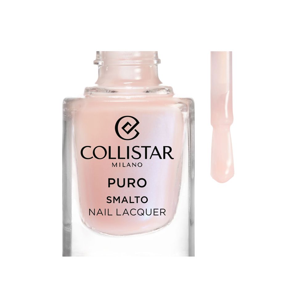 Collistar Smalto Puro, colore 919 Porcellana Beige, apertura boccetta con applicatore.