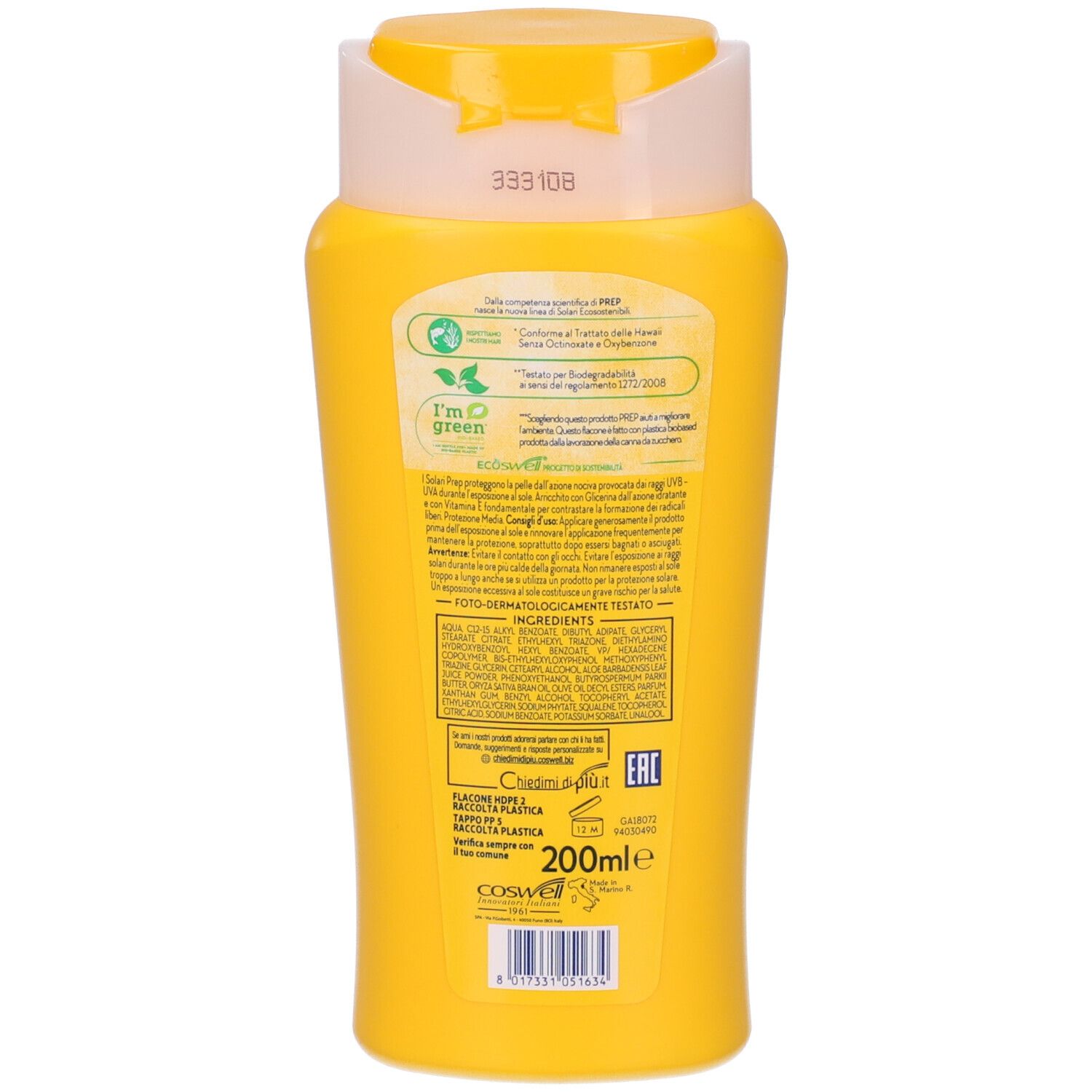 Prep Latte Solare Spf20 Eco 200 Ml