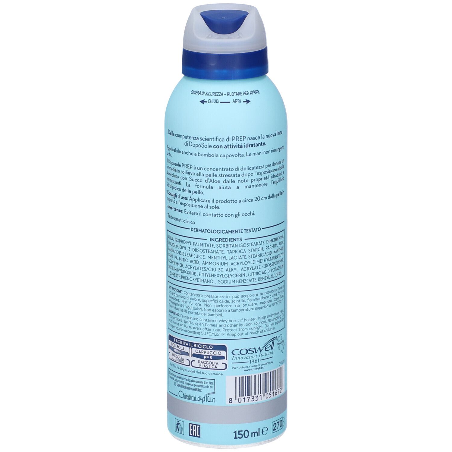 Prep Spray Doposole Idratante Aloe Bov 150 Ml