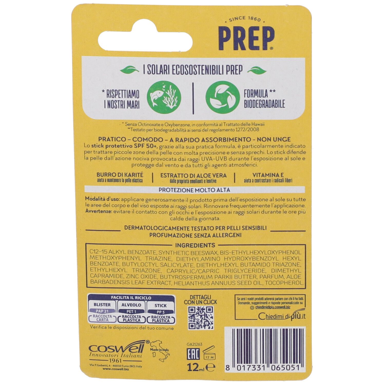 PREP Dermoprotettivo Stick Protettivo SPF50+