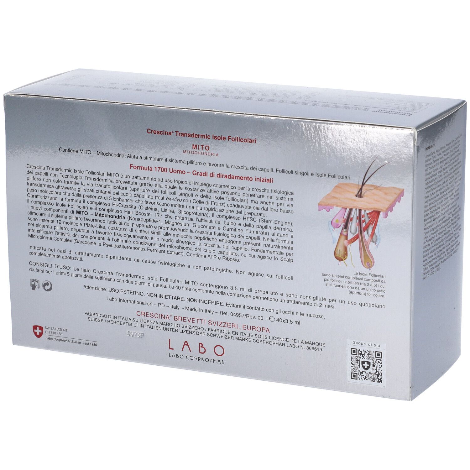 CRESCINA® Transdermic Isole Follicolari MITO Trattamento 1700 Uomo 40 Fiale