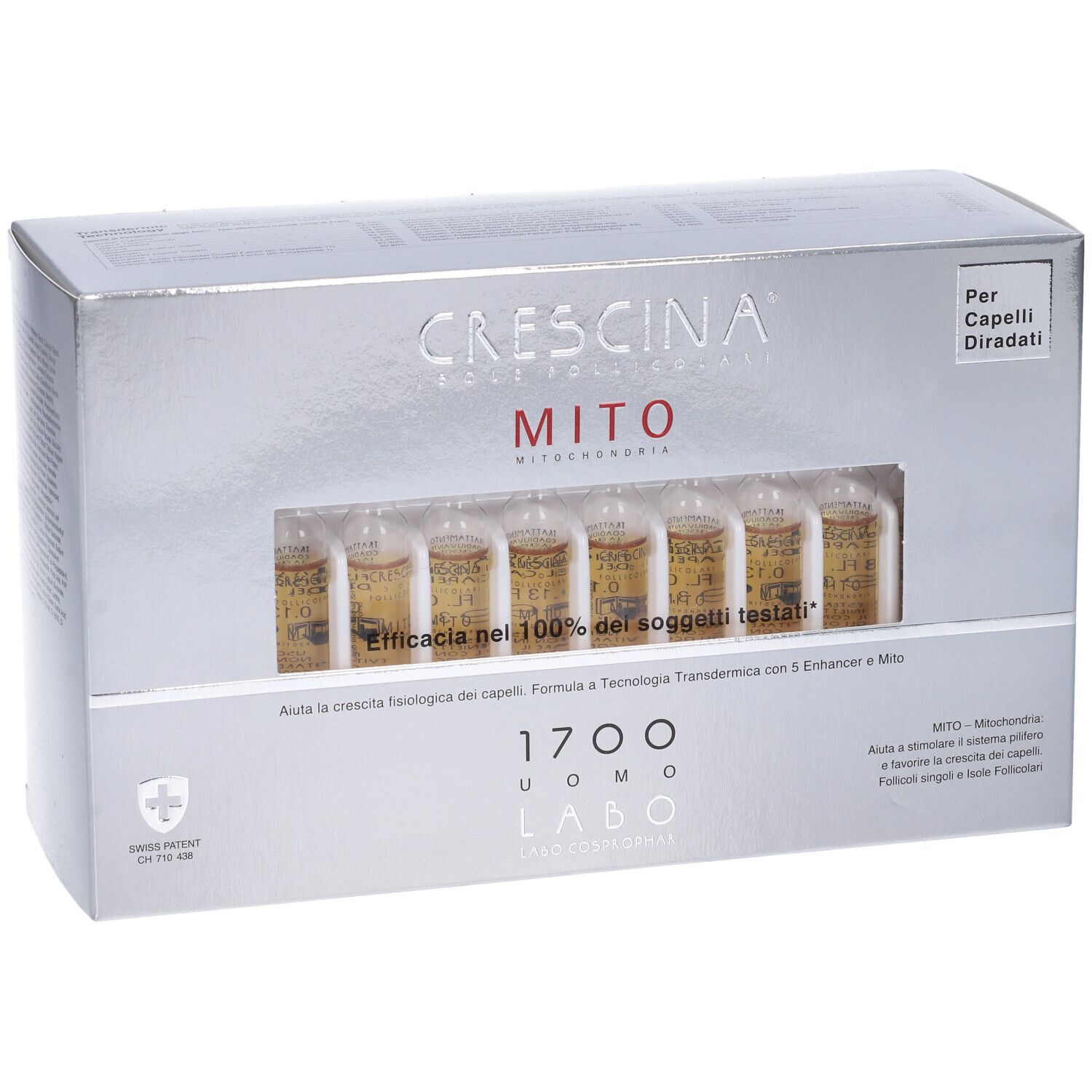 CRESCINA® Transdermic Isole Follicolari MITO Trattamento 1700 Uomo 40 Fiale
