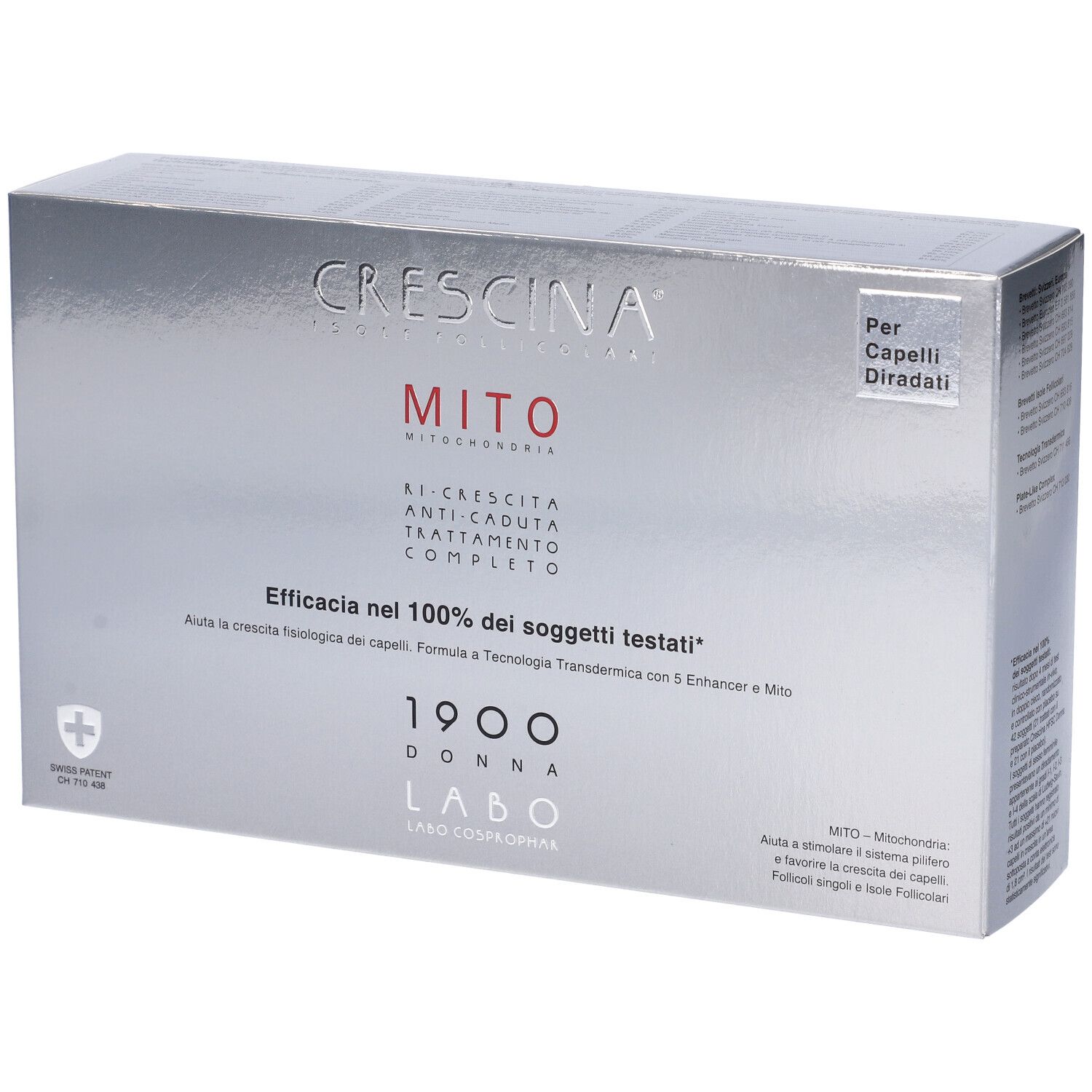 Traitement Crescina Transdermic Mito Pour Repousse Cheveux - 20 Flacons, Dosage 1700