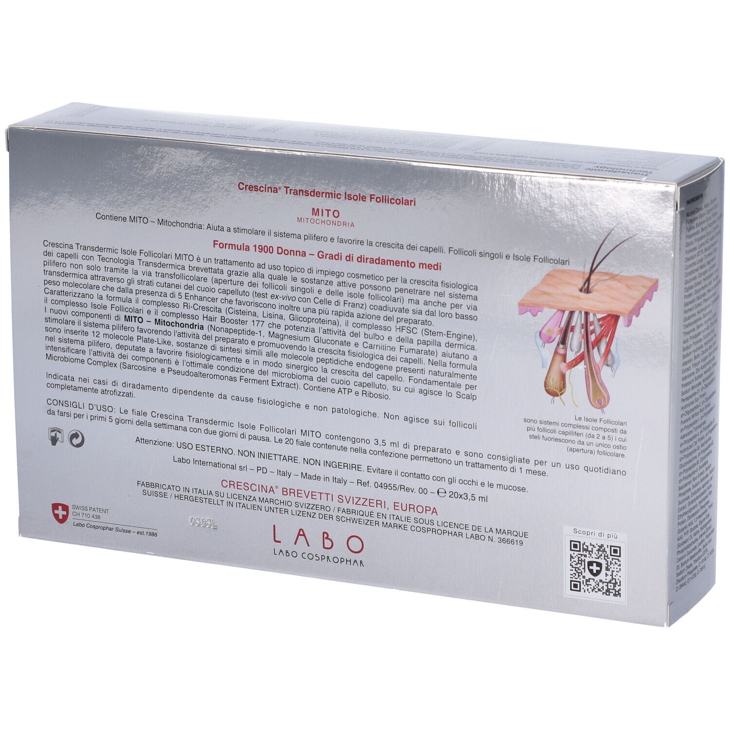 CRESCINA® Transdermic Isole Follicolari MITO Trattamento 1900 Donna 20 Fiale