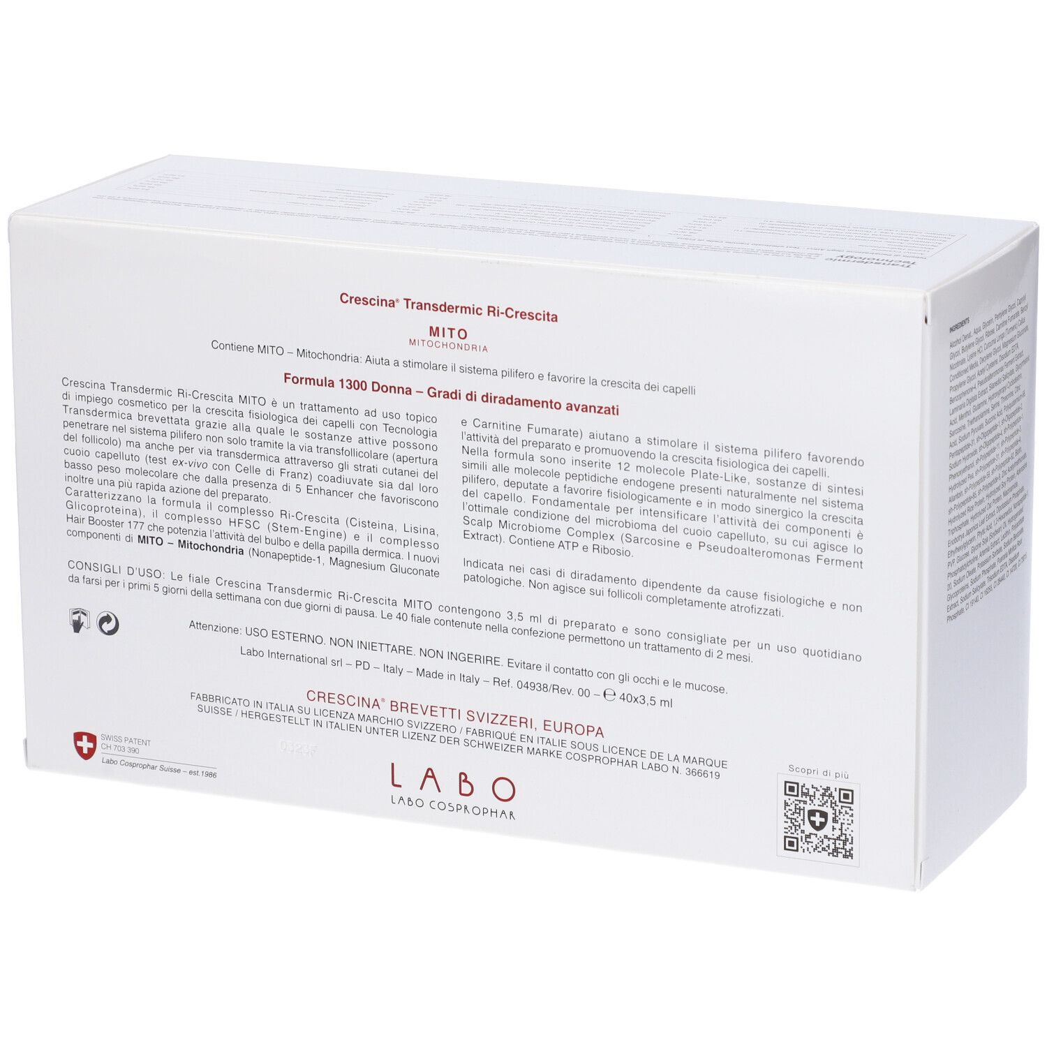 CRESCINA® Transdermic Ri-Crescita MITO Trattamento 1300 Donna 40 Fiale
