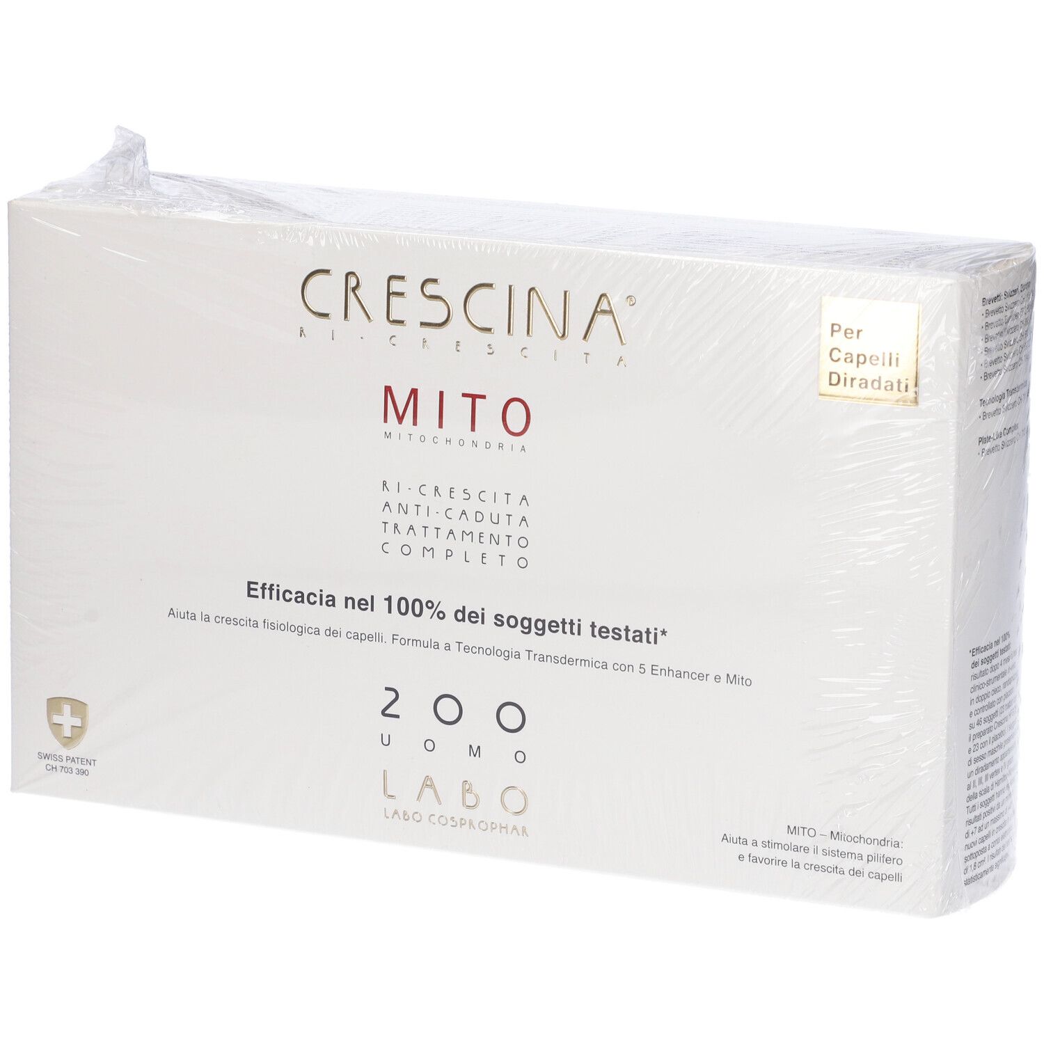 CRESCINA® Transdermic Ri-Crescita MITO + Anti-Caduta MITO Trattamento 200 Uomo 10 + 10 Fiale