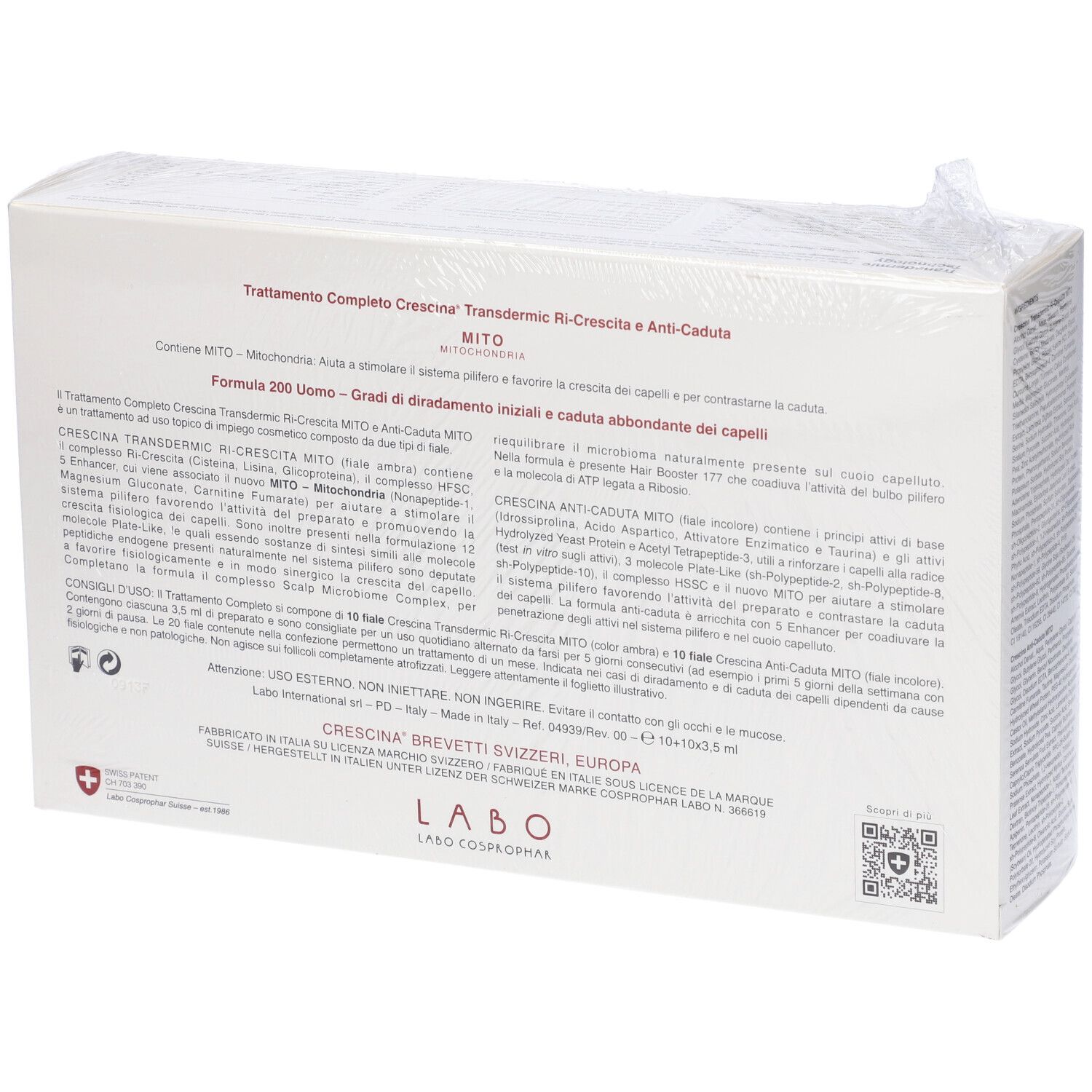 Confezione con logo e nome del prodotto. Testo: Trattamento Completo. Informazioni dettagliate sul prodotto.