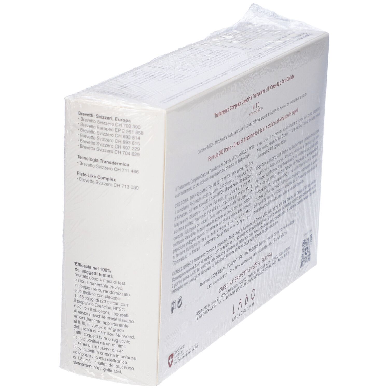 Confezione con logo e nome del prodotto. Testo: Trattamento Completo. Informazioni dettagliate sul prodotto.