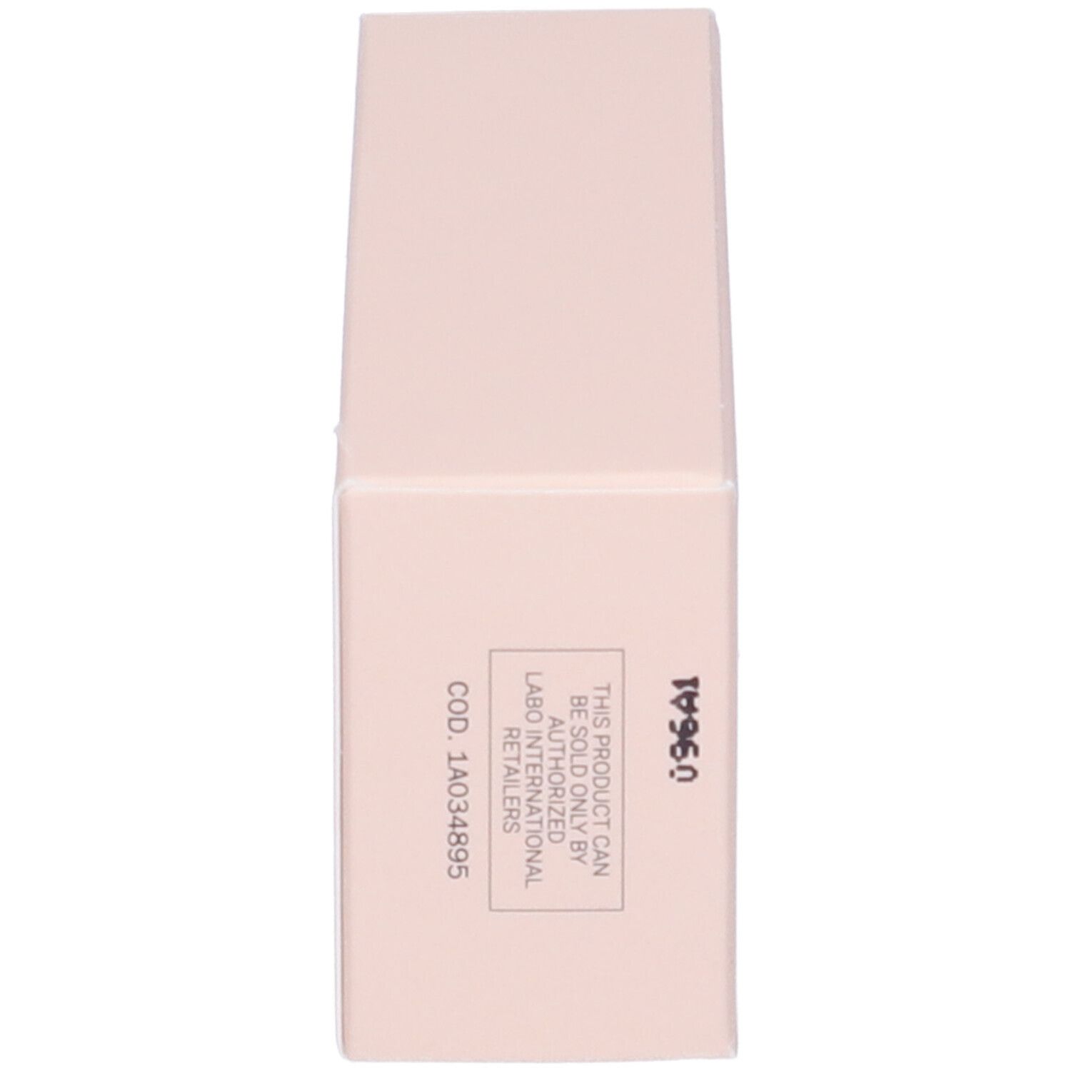 Confezione prodotto rosa con testo. Testo sul lato della confezione.