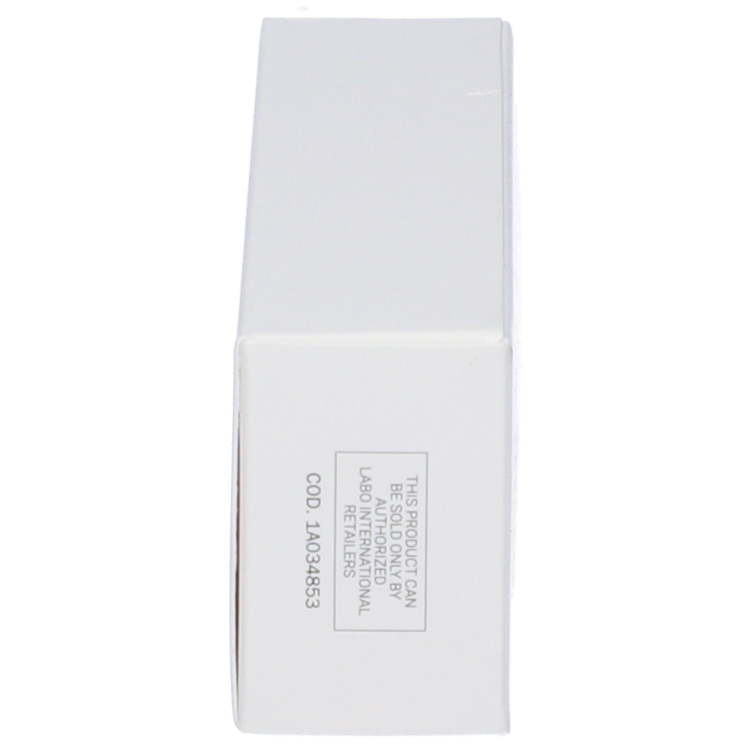 Scatola bianca con testo: Questo prodotto può essere venduto solo dai rivenditori autorizzati Labo International. Codice: 1A034853.