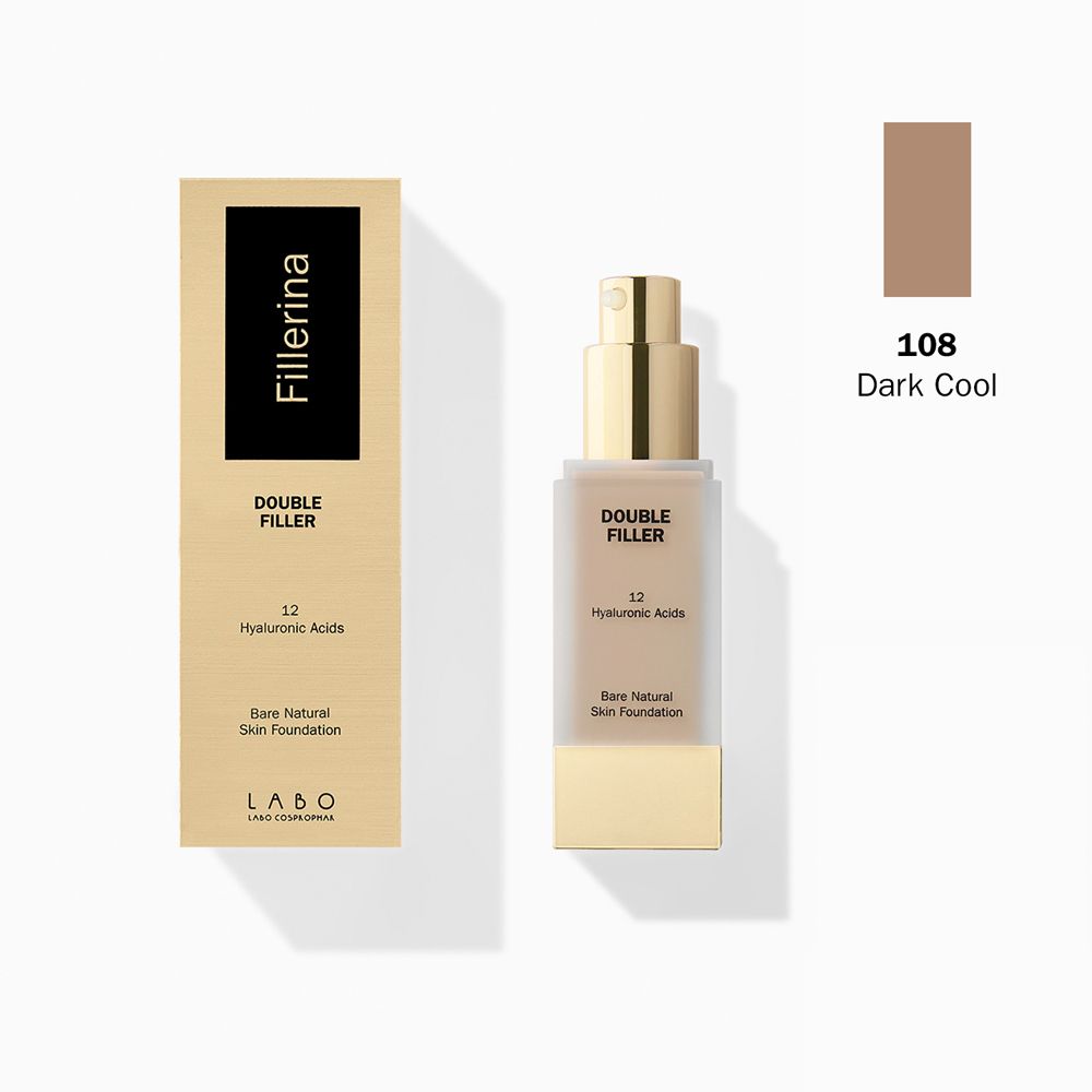 Double Filler 12 Hyaluronic Acids Bare Natural Skin Fondotinta Colore 108 Dark Cool