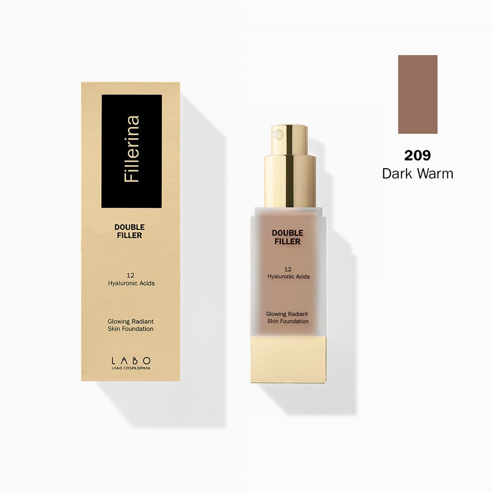 Double Filler 12 Hyaluronic Acids Glowing Radiant Skin Fondotinta Colore 209 Dark Warm