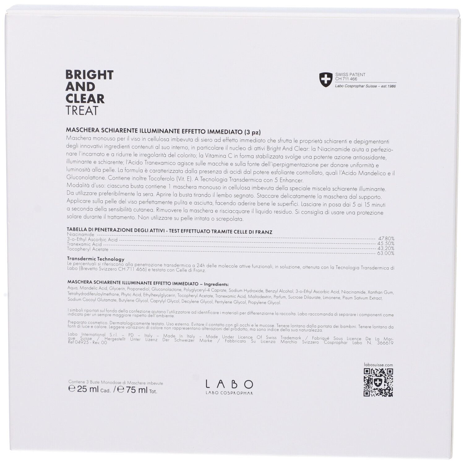 Labo Bright And Clear Treat Maschera Schiarente Illuminante Effetto Immediato