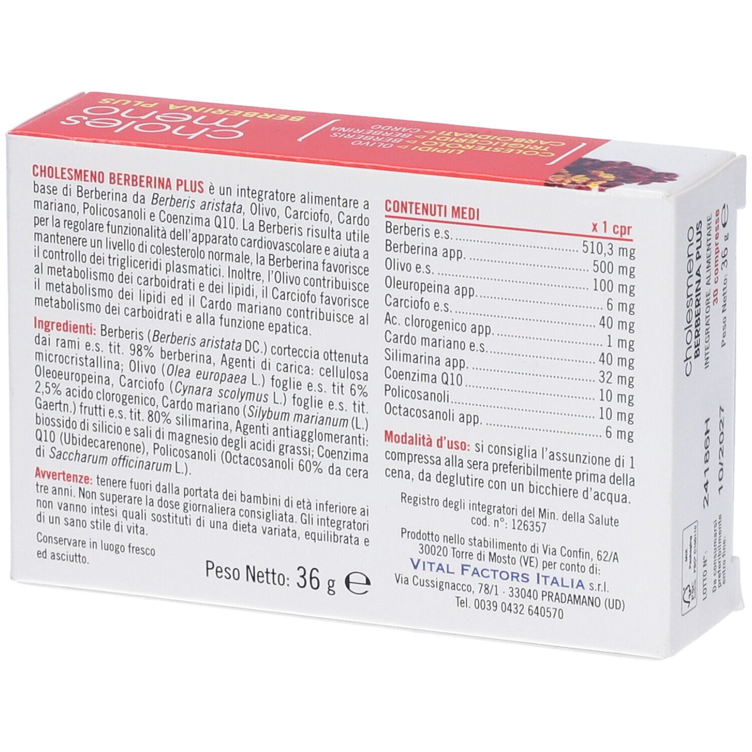 Cholesmeno Berberina Plus 30 Compresse