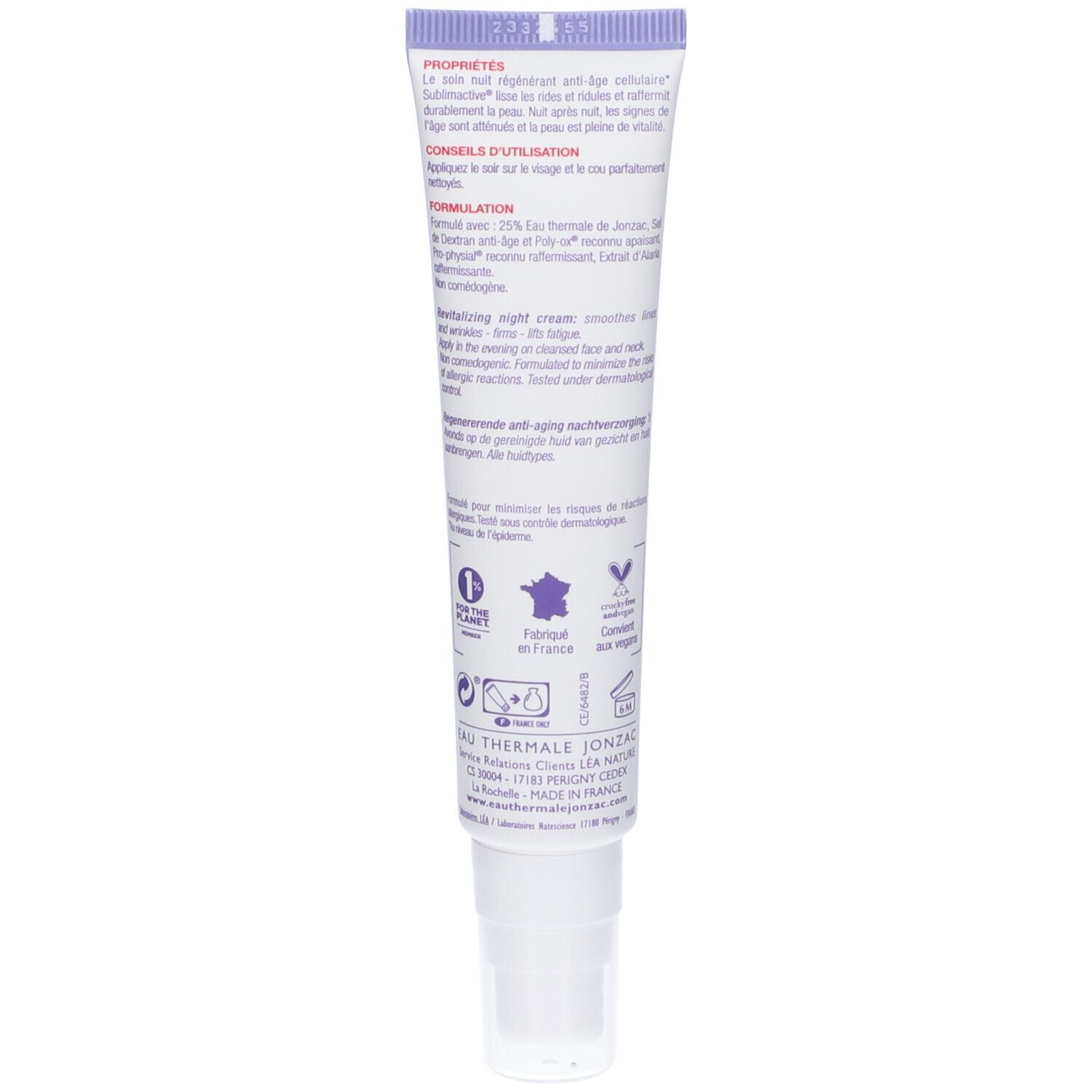 Eau Thermale Jonzac Crema Notte Rigenerante Anti-Age Sublimactive