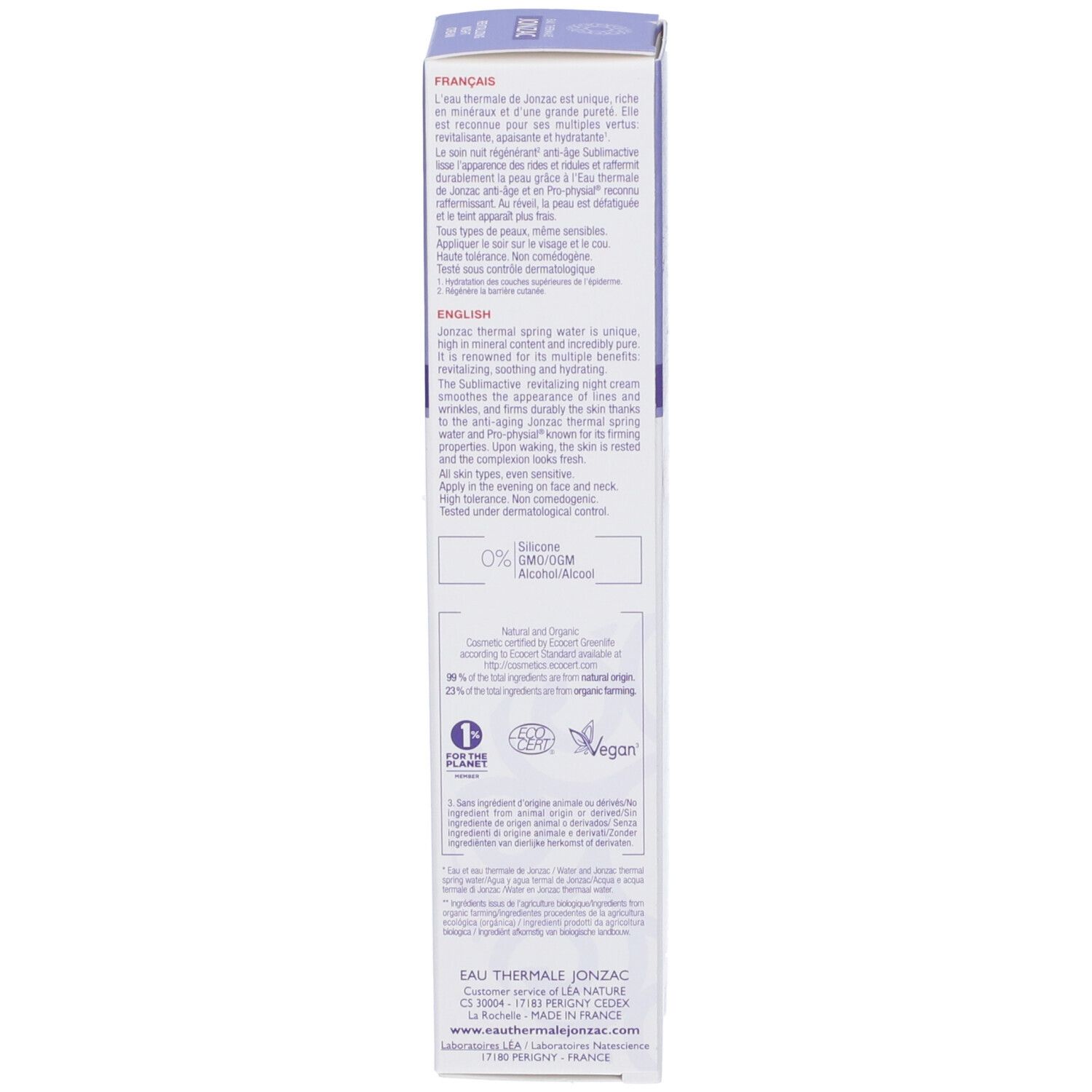 Eau Thermale Jonzac Crema Notte Rigenerante Anti-Age Sublimactive