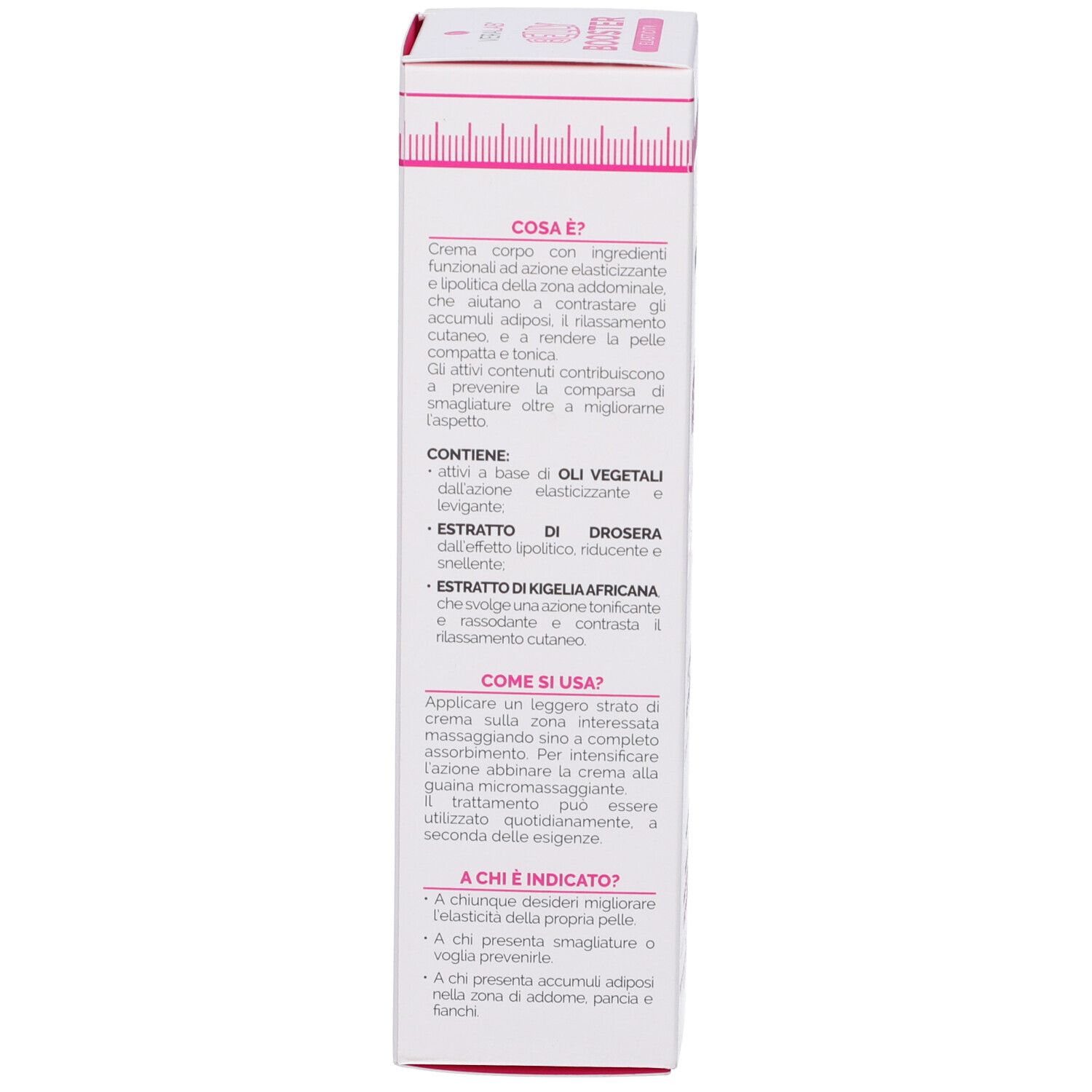 Scatola con testo in italiano. Contiene informazioni sul prodotto e sull'uso.