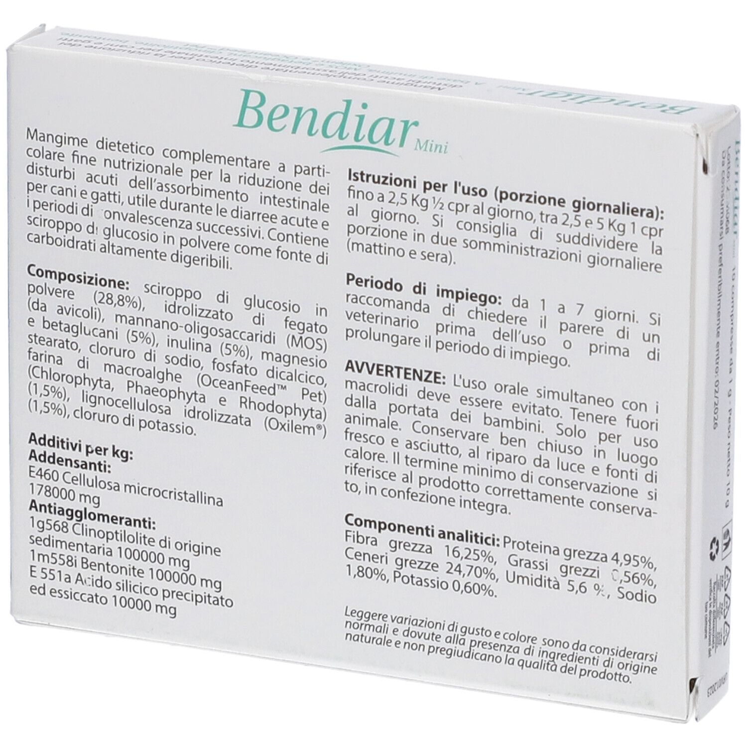 Bendiar Mini 10 Compresse