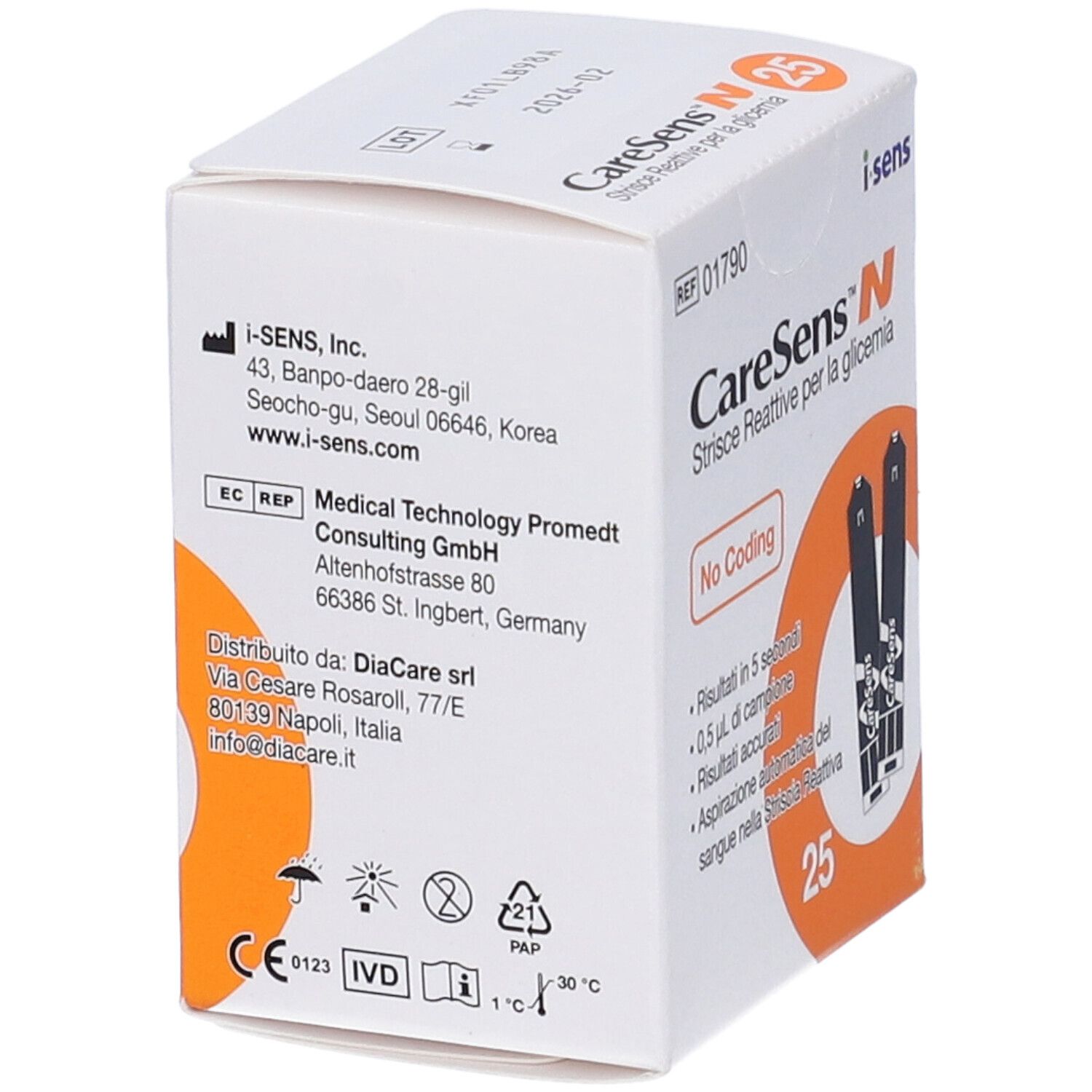 Strisce Misurazione Glicemia Caresens N 25 Pezzi