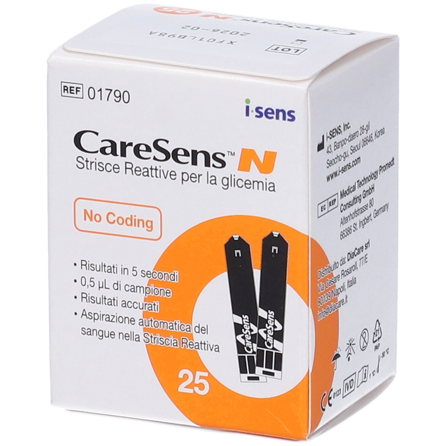 Strisce Misurazione Glicemia Caresens N 25 Pezzi