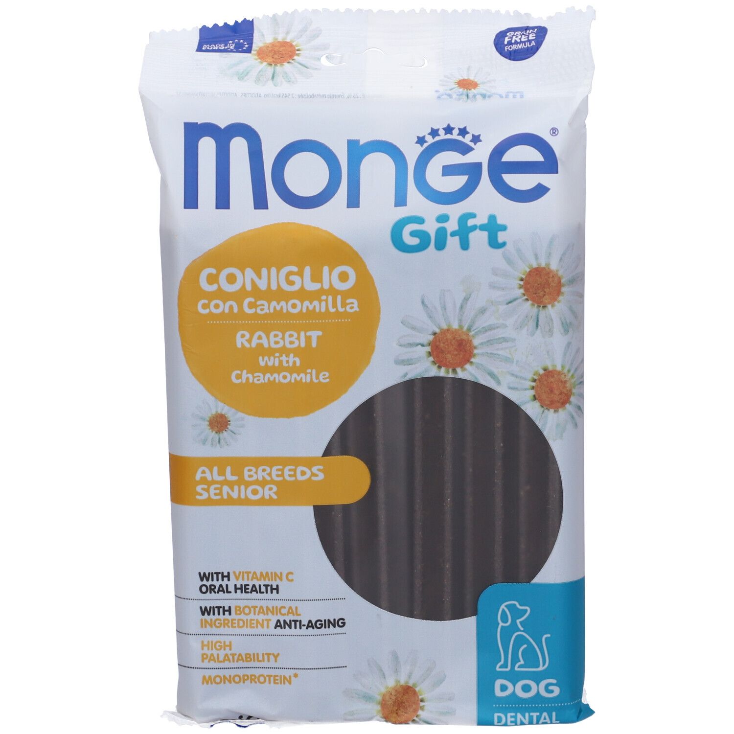 Monge Dog Dental Sticks Gift Allbreeds Senior Coniglio Con Camomilla