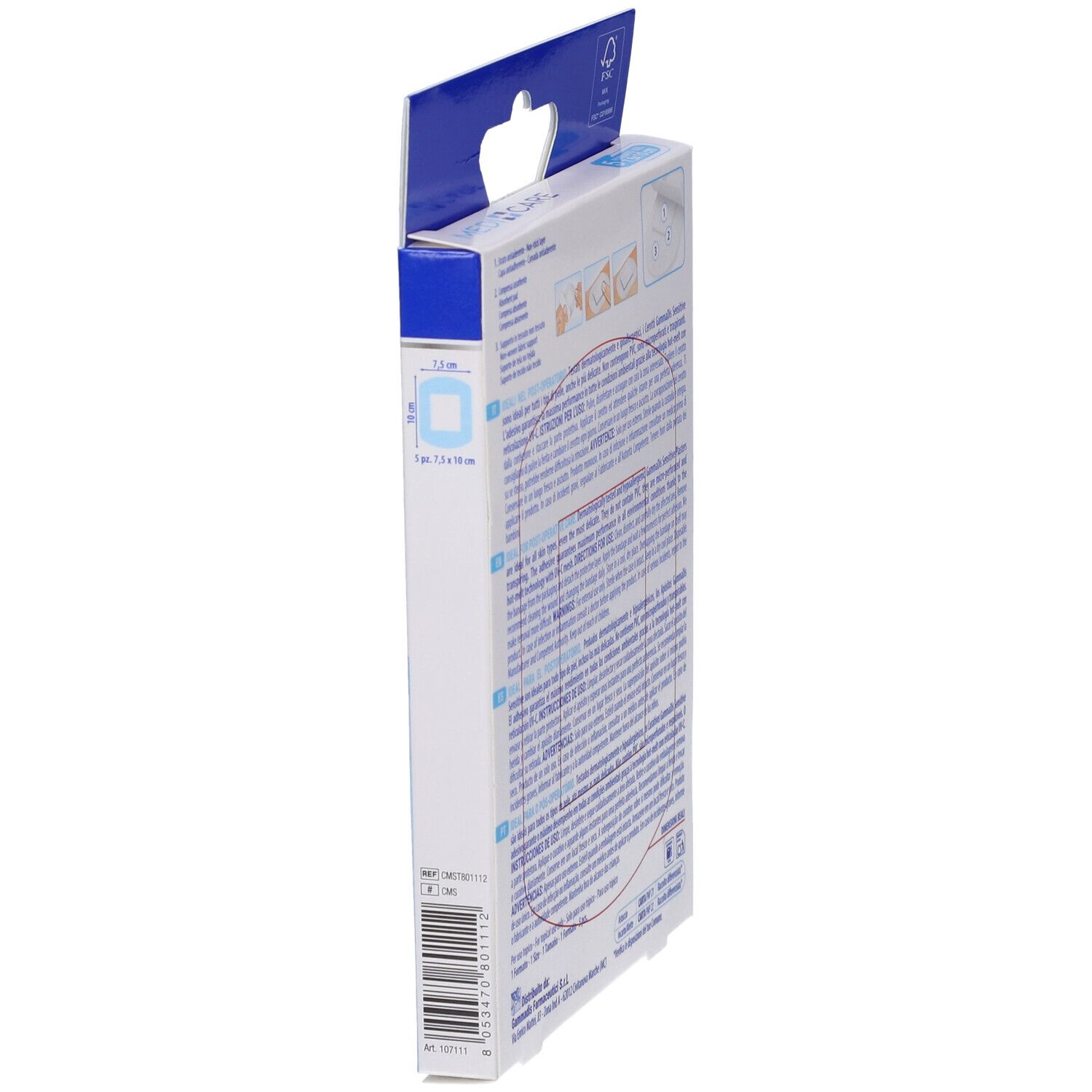 Vista laterale della confezione MEDICARE CER ST TNT. Testo e loghi. Formato 7,5x10 cm.