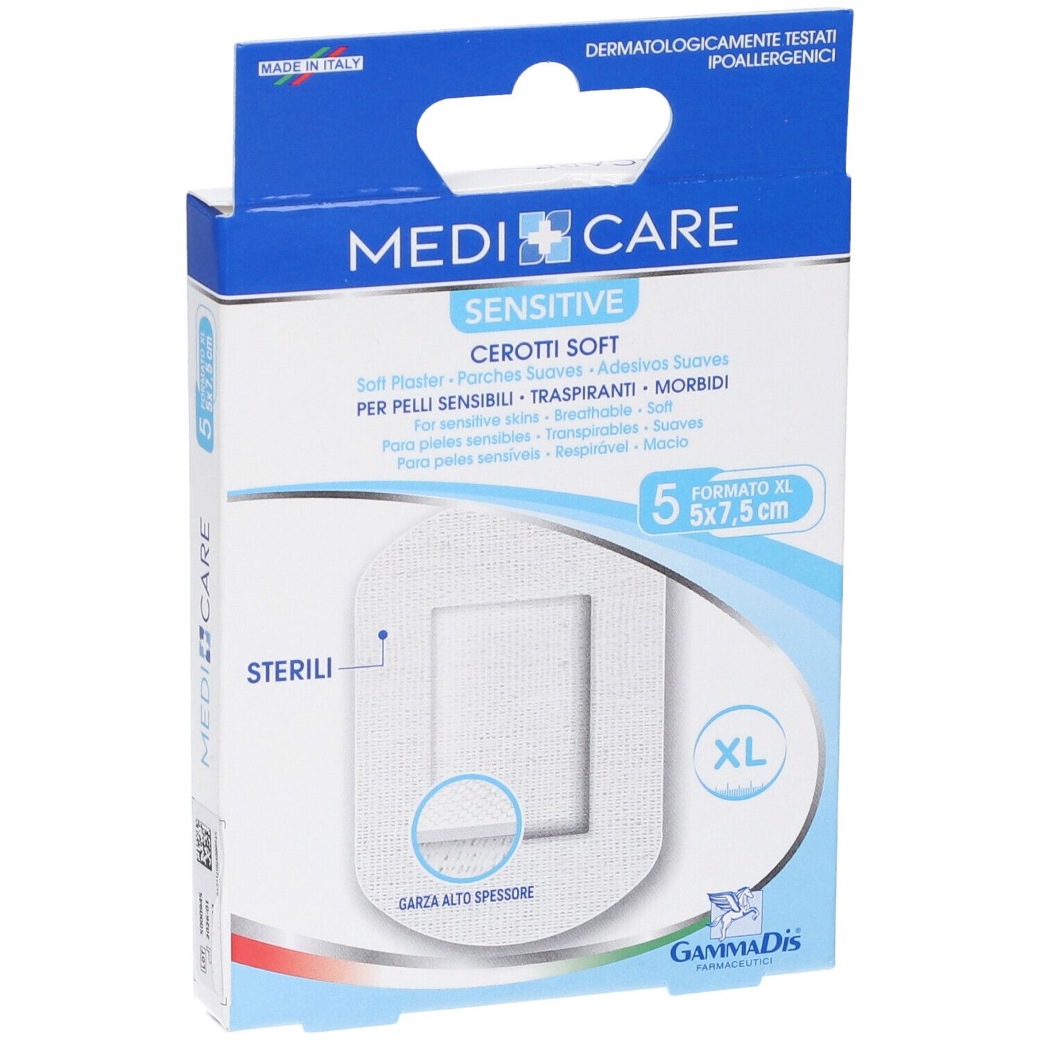 Confezione di cerotti Medicare Sensitive. 5 pezzi, 5x7,5 cm. Cerotto morbido e sterile. Testato dermatologicamente.