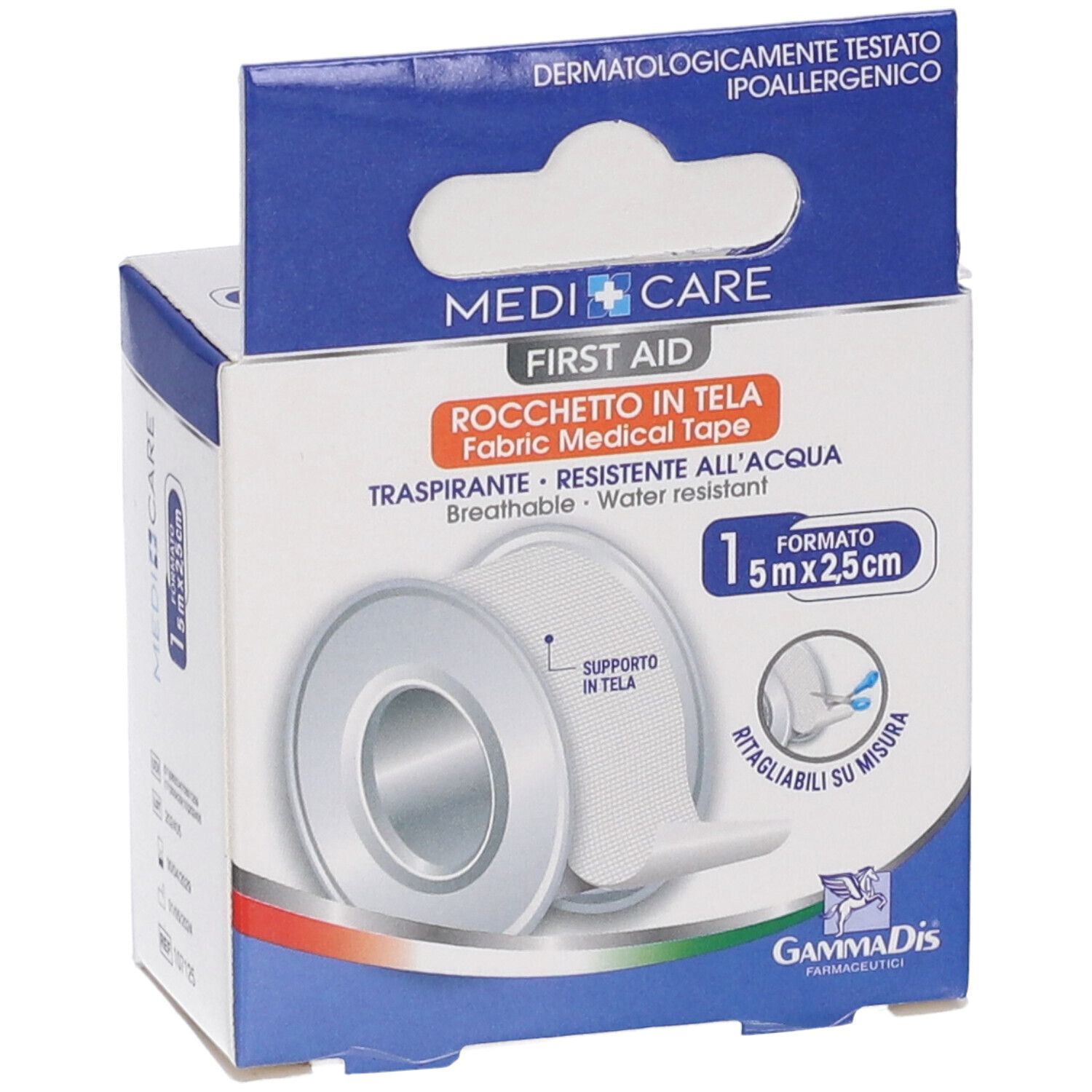 Confezione MEDICARE ROCC TELA BI 5x2,5. Nastro medico in tessuto, traspirante e resistente all'acqua. Dermatologicamente testato, ipoallergenico.