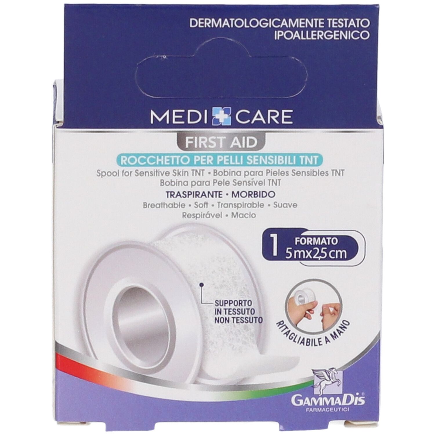 MEDICARE First Aid rotolo per pelli sensibili. 5x2,5 cm. Traspirante, morbido, trasparente. Dermatologicamente testato, ipoallergenico.