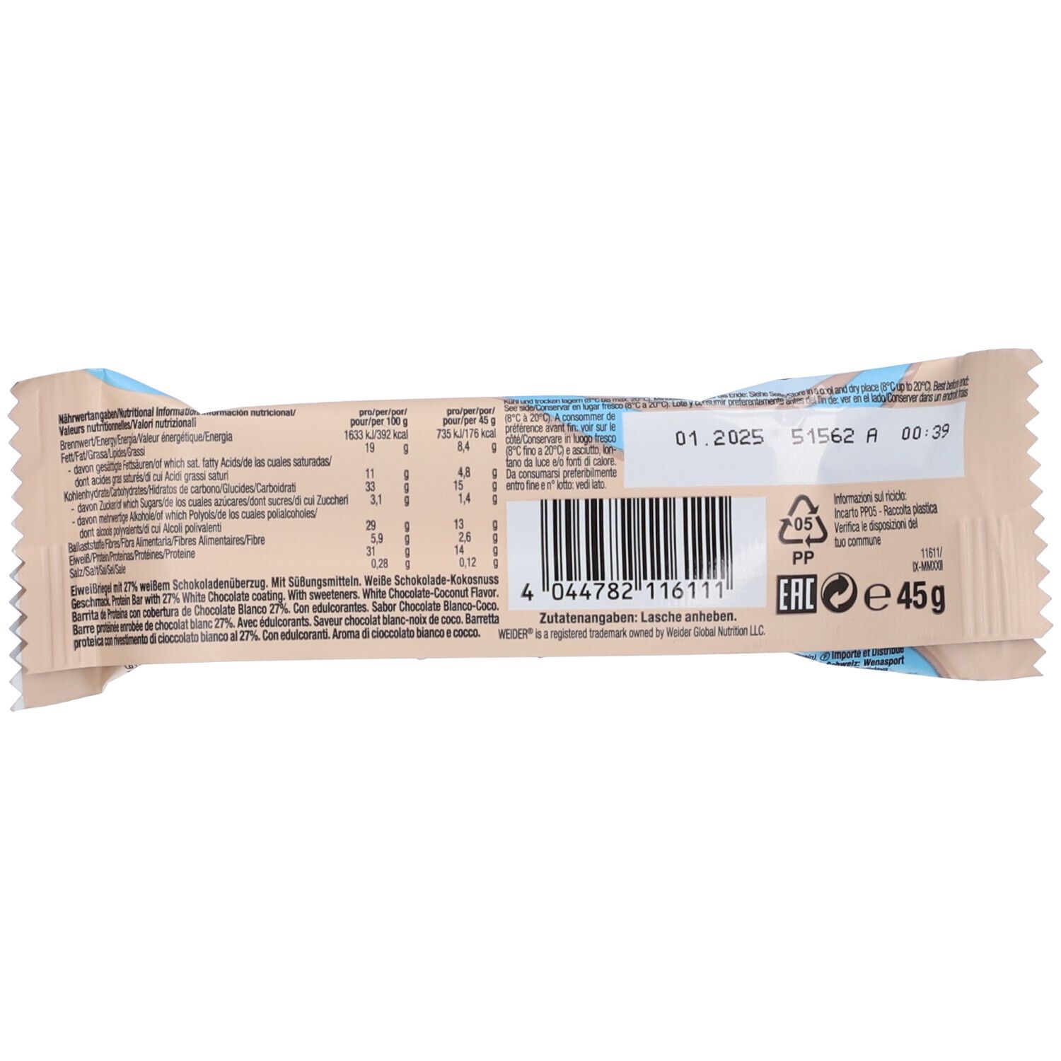Weider Joe's Core Bar White Chocolate Coconut