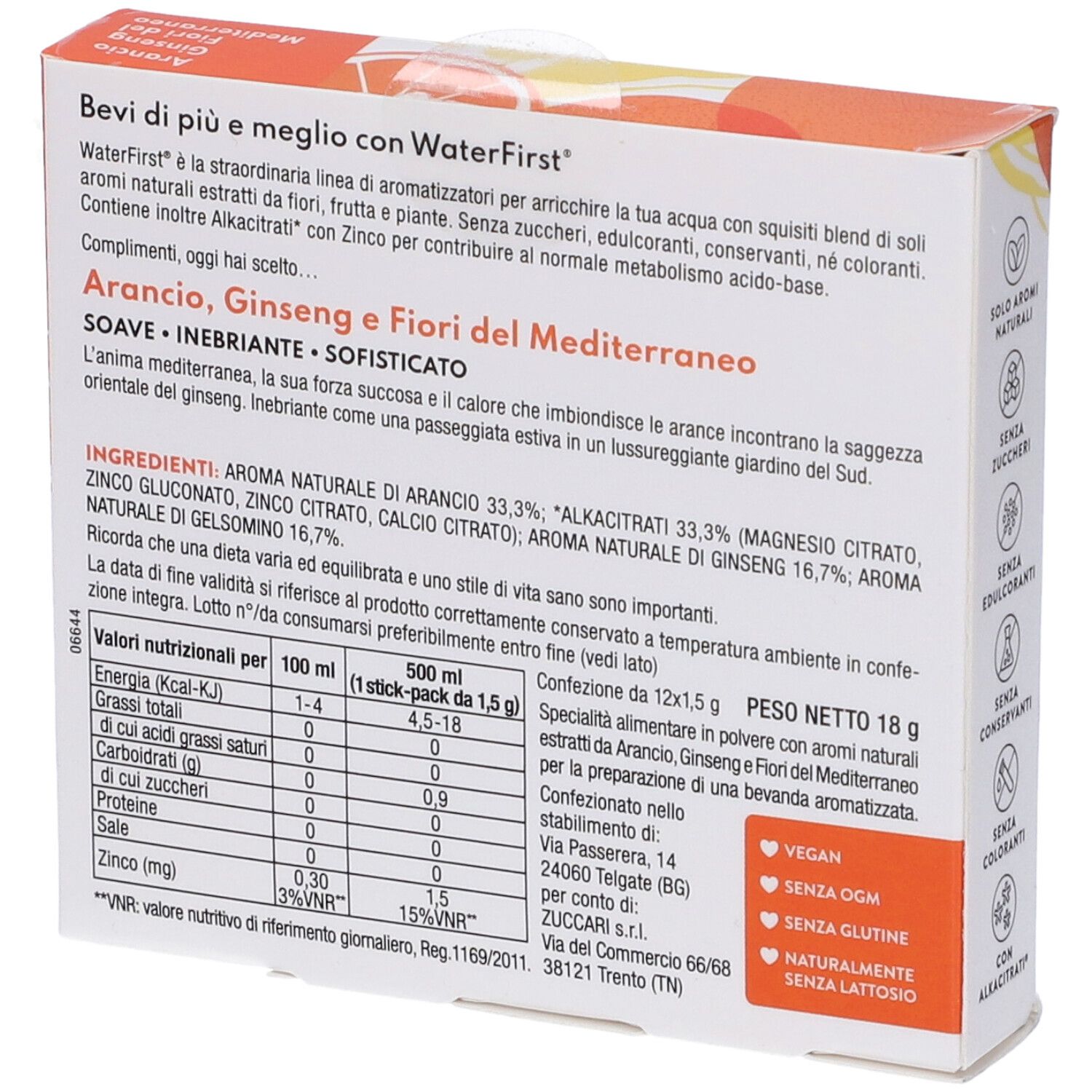 WaterFirst Arancio, Ginseng, Fiori del Mediterraneo