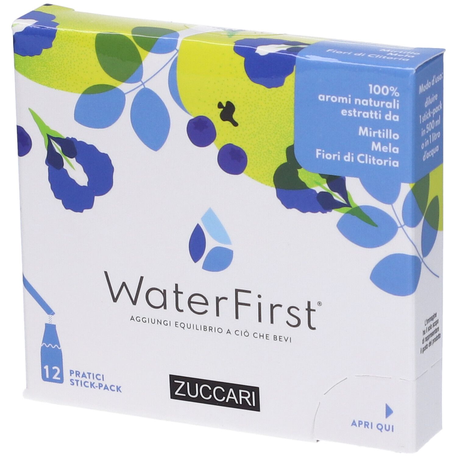 WaterFirst Mirtillo, Mela, Fiori di Clitoria